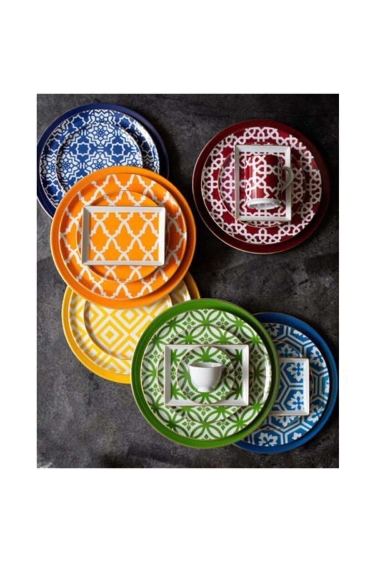 Porland Morocco Desen Karma Renk 24 Parça 6 Kişilik Yemek Takımı