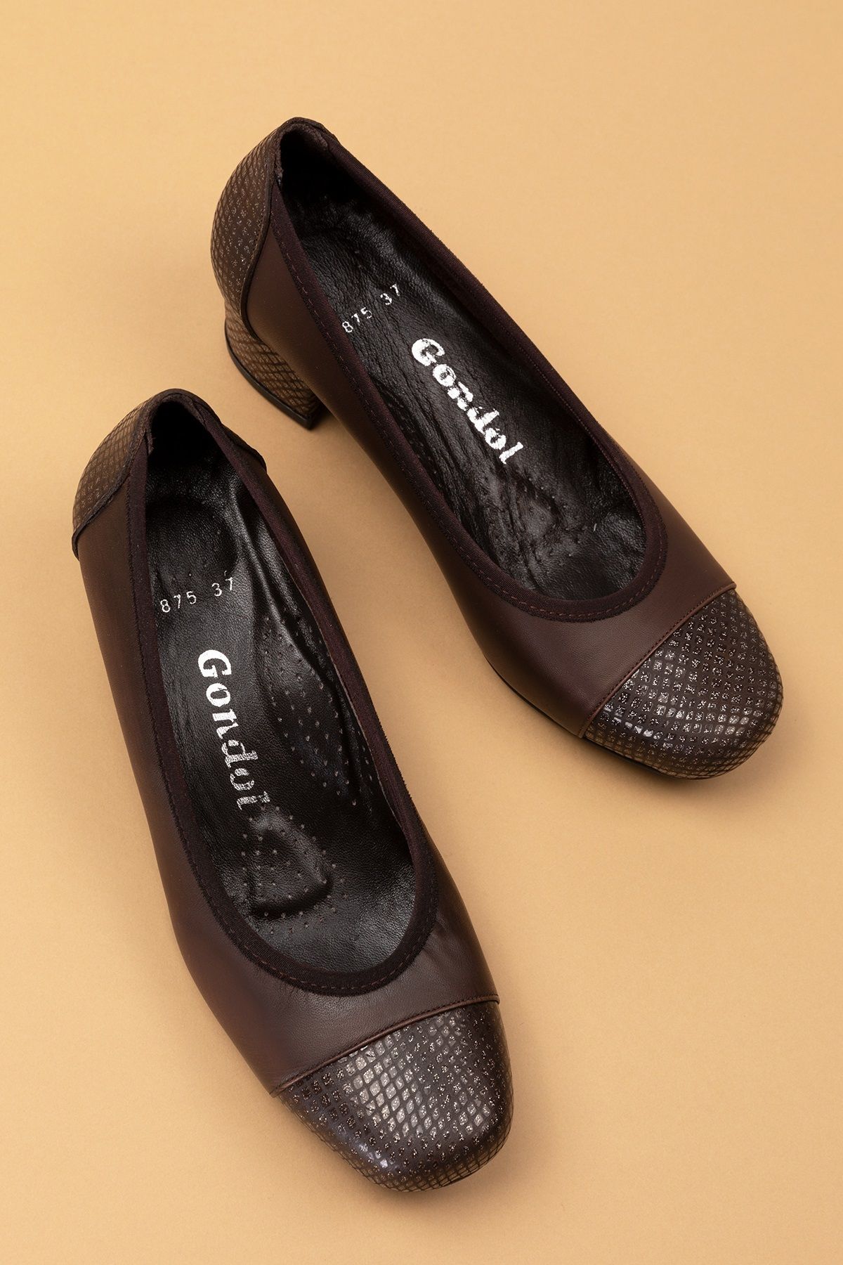 Gondol Kadın Hakiki Deri Rahat Günlük Topuklu Ayakkabı şhn.875 Kahverengi