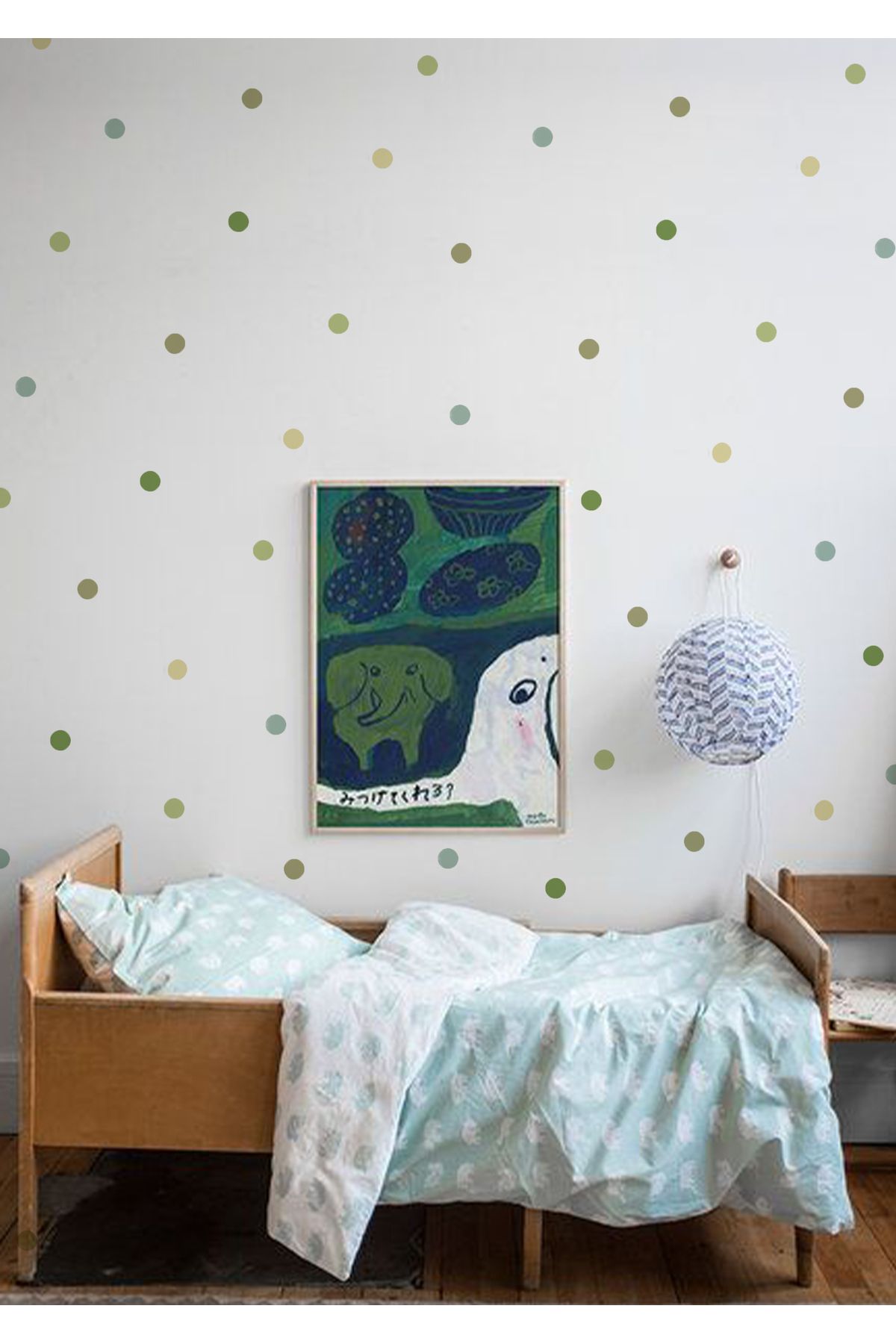 WALLHUMAN Yeşil Puantiyeler Çocuk Odası Duvar Stickeri