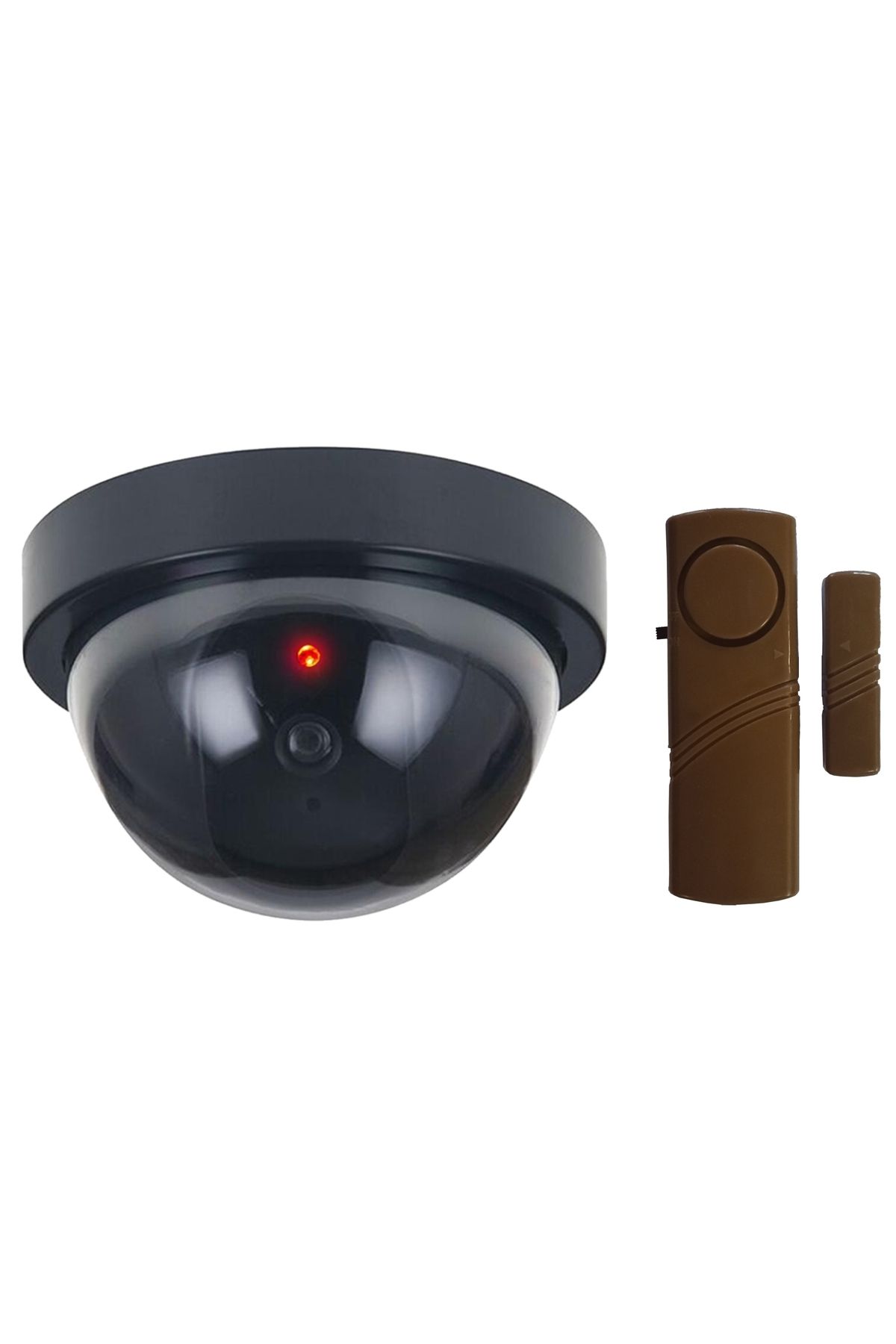 LOREX Estetik Güvenlikli Hırsız Alarm Set Lorex Kahverengi Kapı Pencere Alarmı ,Caydırıcı Dome Kamera