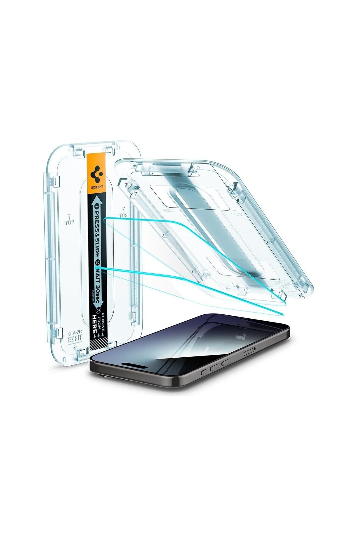Spigen iPhone 15 Pro Max Cam Ekran Koruyucu Kolay Kurulum Glas.tR EZ Fit Slim HD (2 Adet) - AGL06872