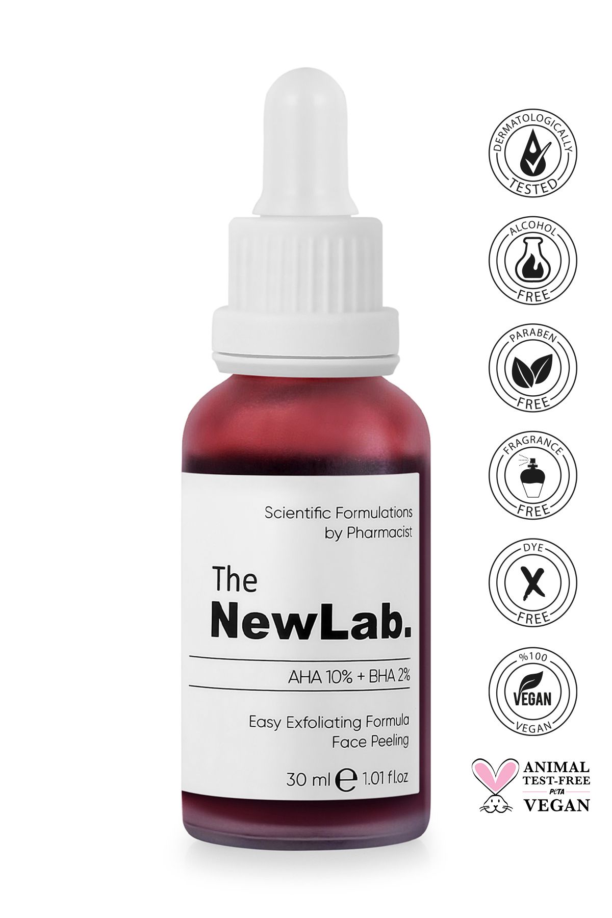The NewLab Canlandırıcı & Cilt Tonu Eşitleyici Kırmızı Peeling Serum 30 ml (AHA 10% BHA 2%)