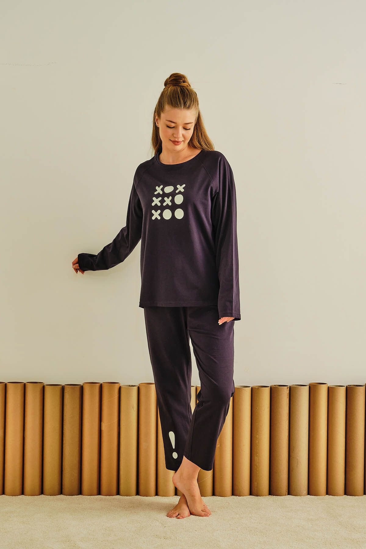 Hays Kadın Büyük Beden Pamuklu Uzun Pijama Takımı