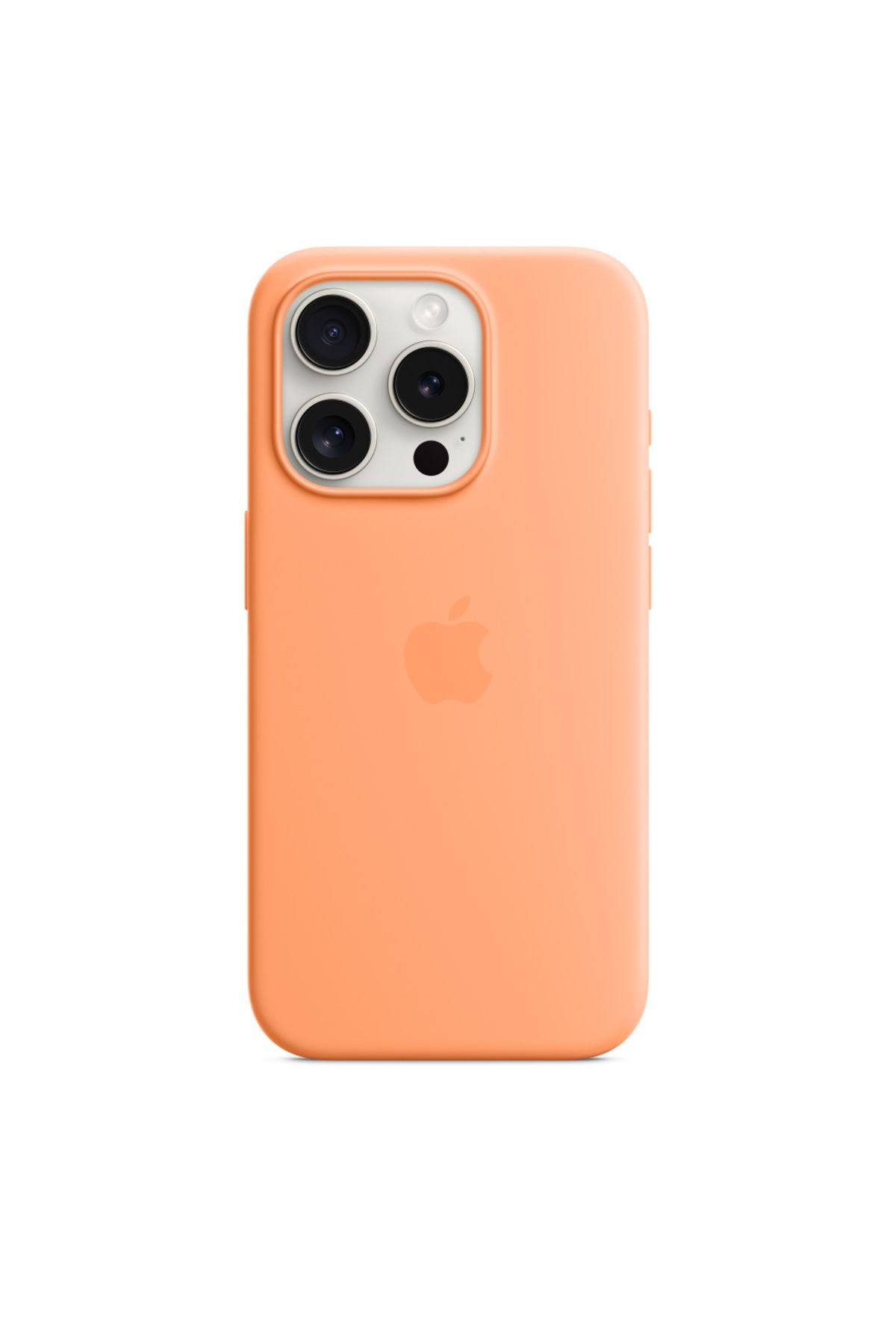 Apple iPhone 15 Pro için MagSafe Özellikli Silikon Kılıf - Turuncu Sorbe