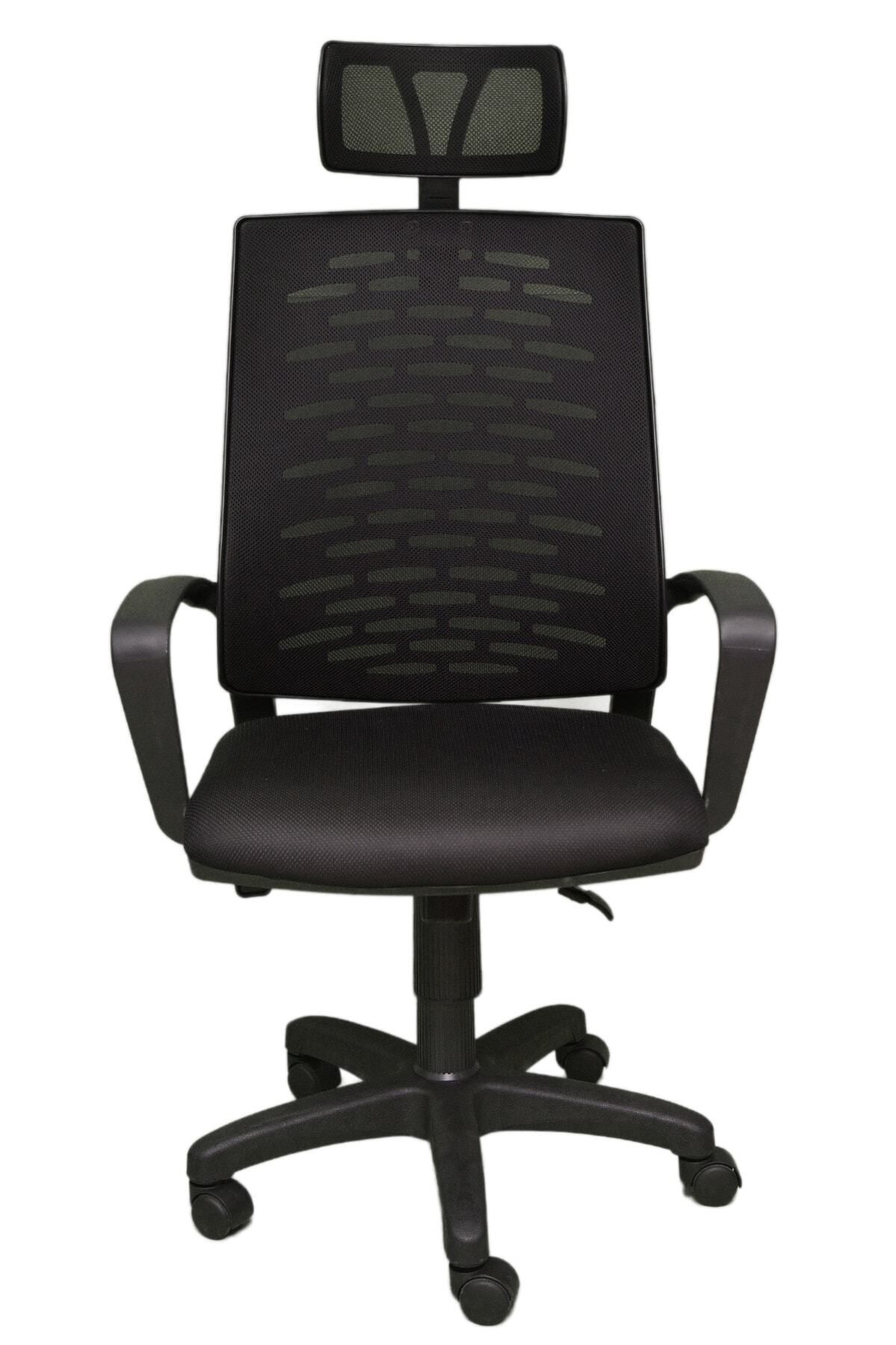 PORTERO DESIGN Sofya Müdür Ofis Çalışma Koltuğu Öğrenci Sandalyesi Makam Koltuğu Fileli Siyah