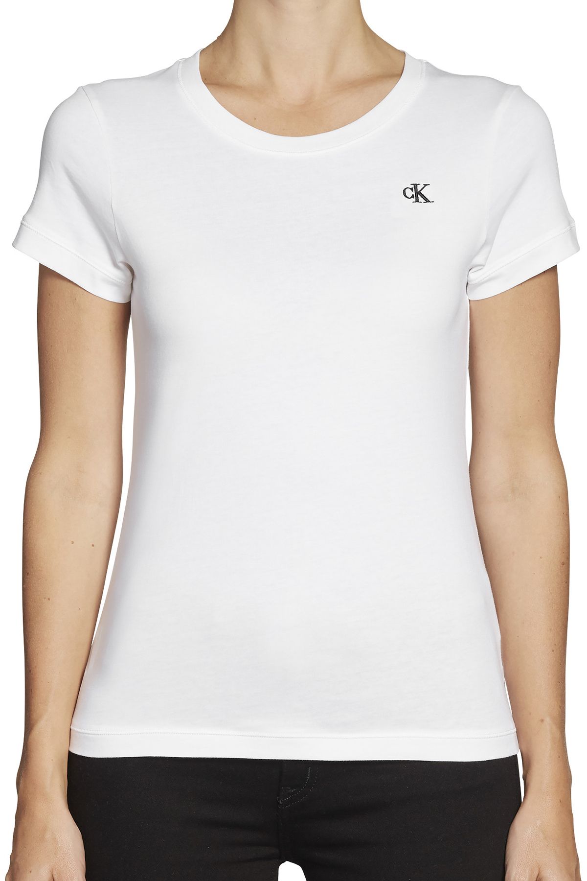 Calvin Klein Kadın Beyaz Slim Fit  T-shirt