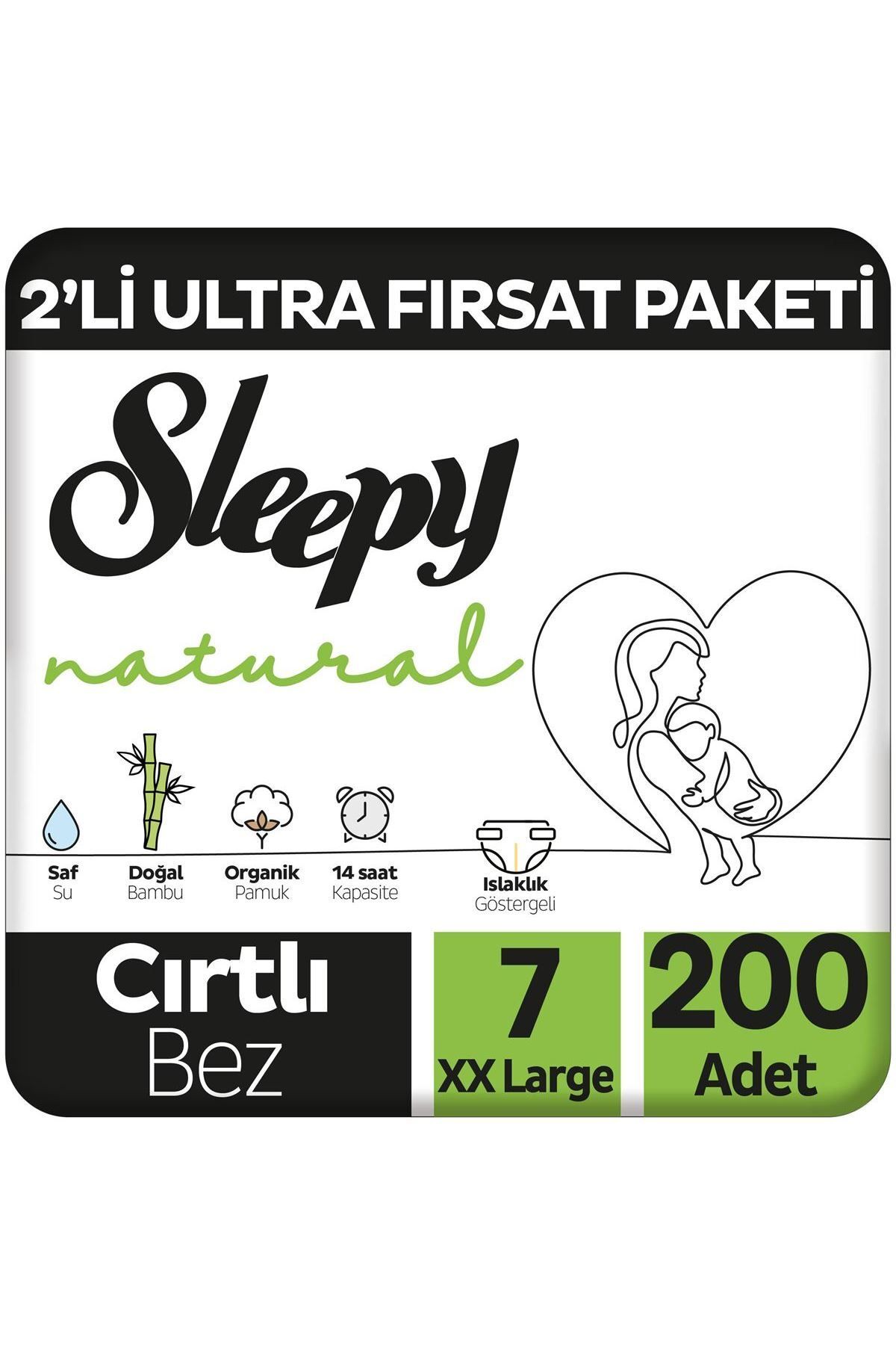 Sleepy Natural 2'Li Ultra Fırsat Paketi Bebek Bezi 7 Numara Xxlarge 200 Adet