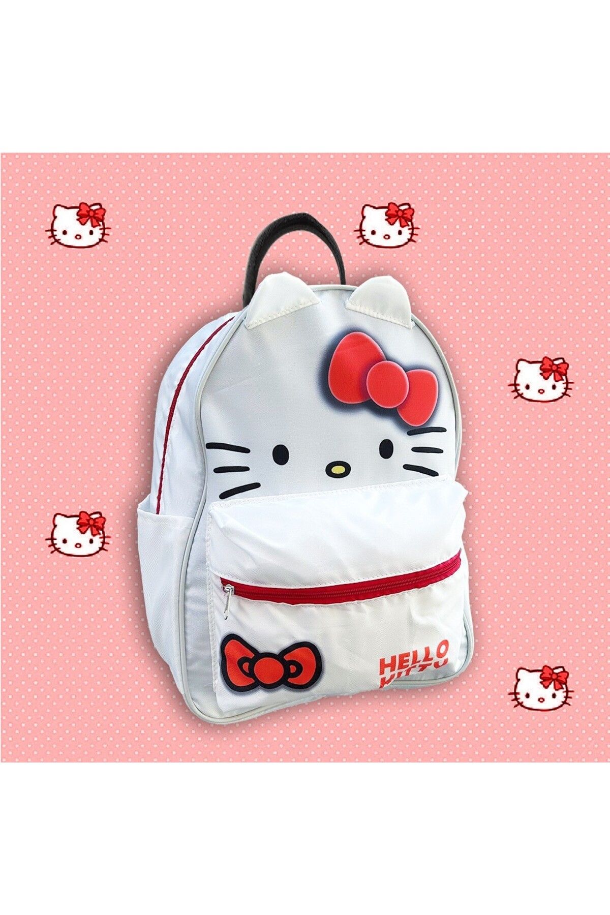 Köstebek Hello Kitty Kurdele Kulak Detay Beyaz Okul Çantası
