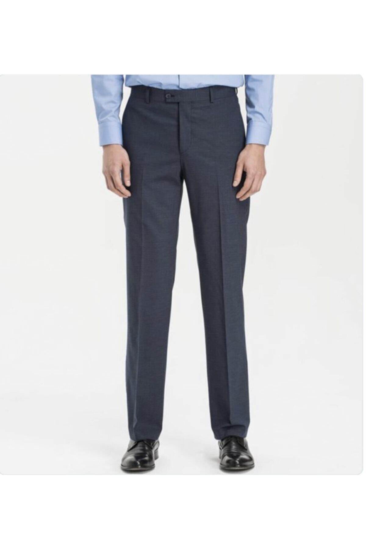 Murat Giyim Erkek Koyu Mavi Rahat Kalıp Yüksek Bel Klasik Kumaş Pantolon