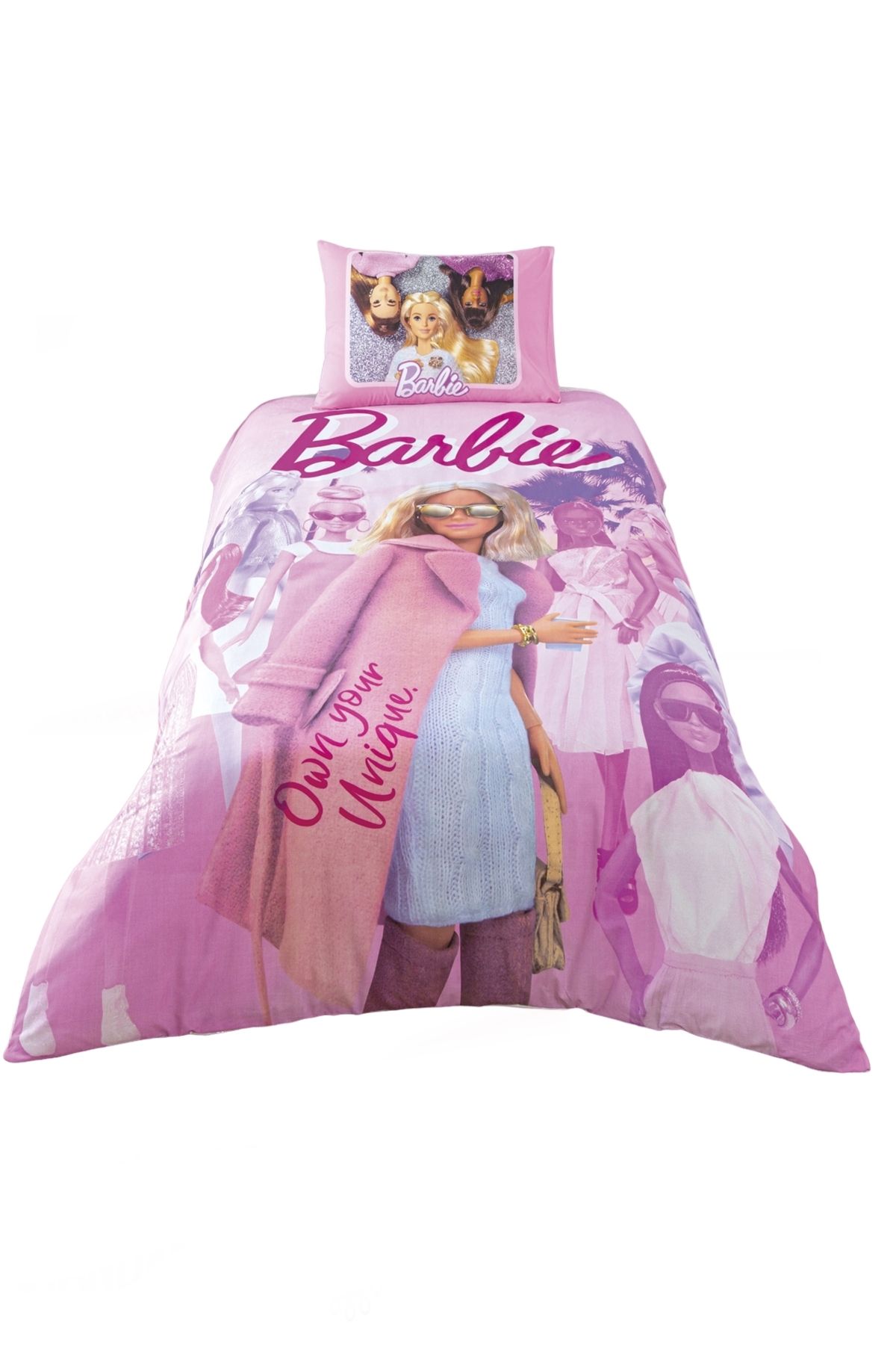 Taç Lisanslı Barbie Pink Power Tek Kişilik Nevresim Takımı - Barbie Quilt cover set
