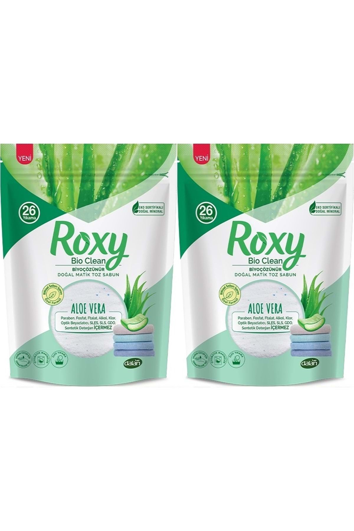 Dalan Roxy Bio Clean Matik Sabun Tozu 800gr Aloe Vera (2 Li Set) (52 Yıkama)