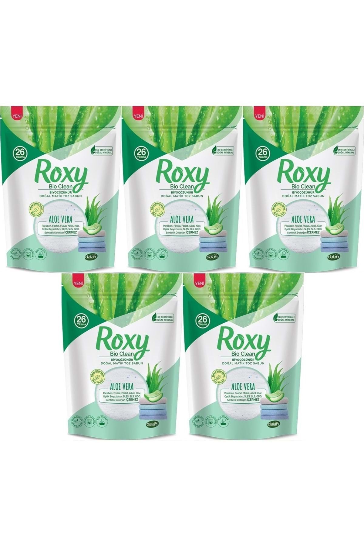 Dalan Roxy Bio Clean Matik Sabun Tozu 800gr Aloe Vera (5 Li Set) (130 Yıkama)
