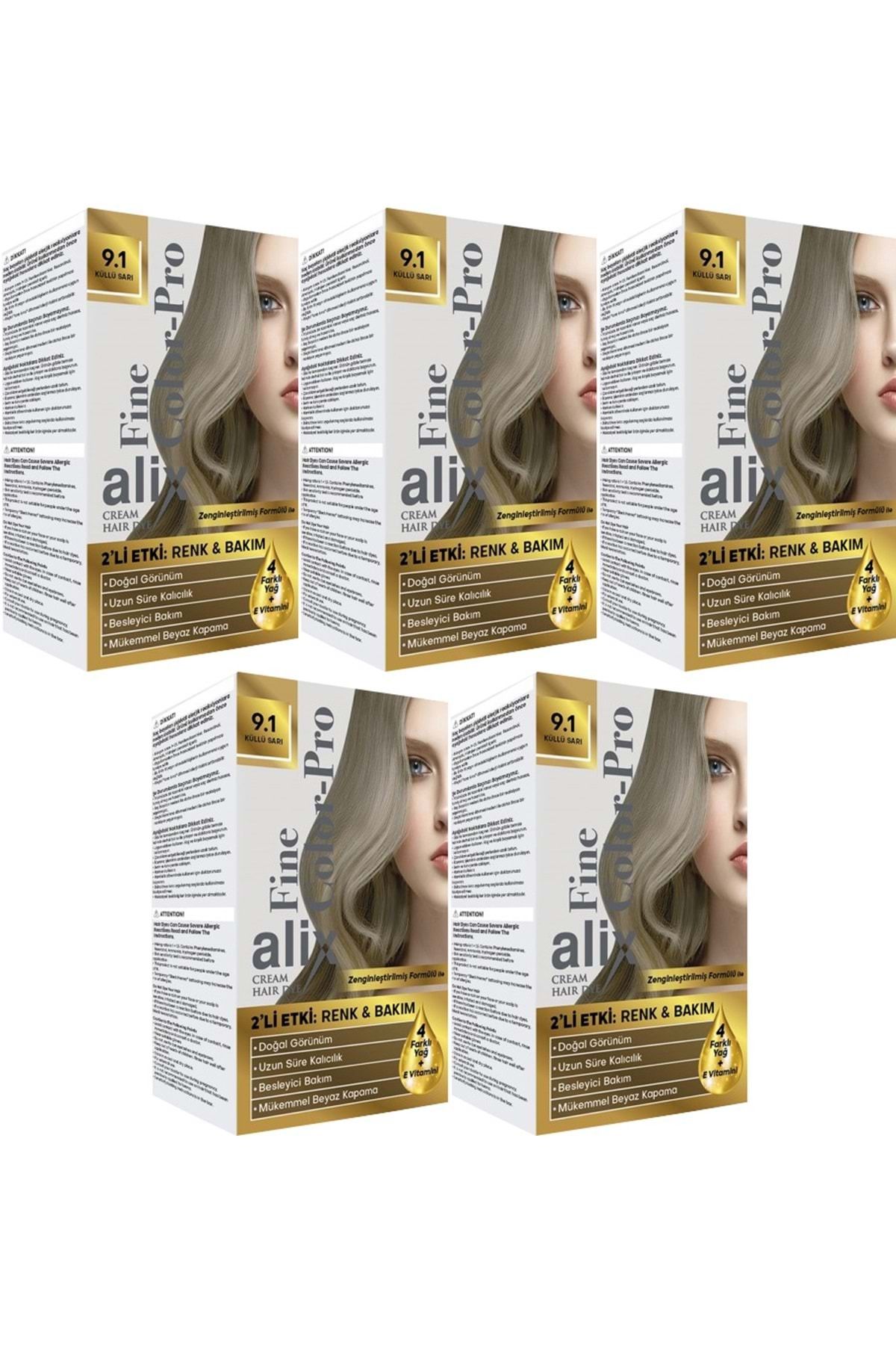 Alix 50ml Kit Saç Boyası 9.1 Küllü Sarı (5 Li Set)