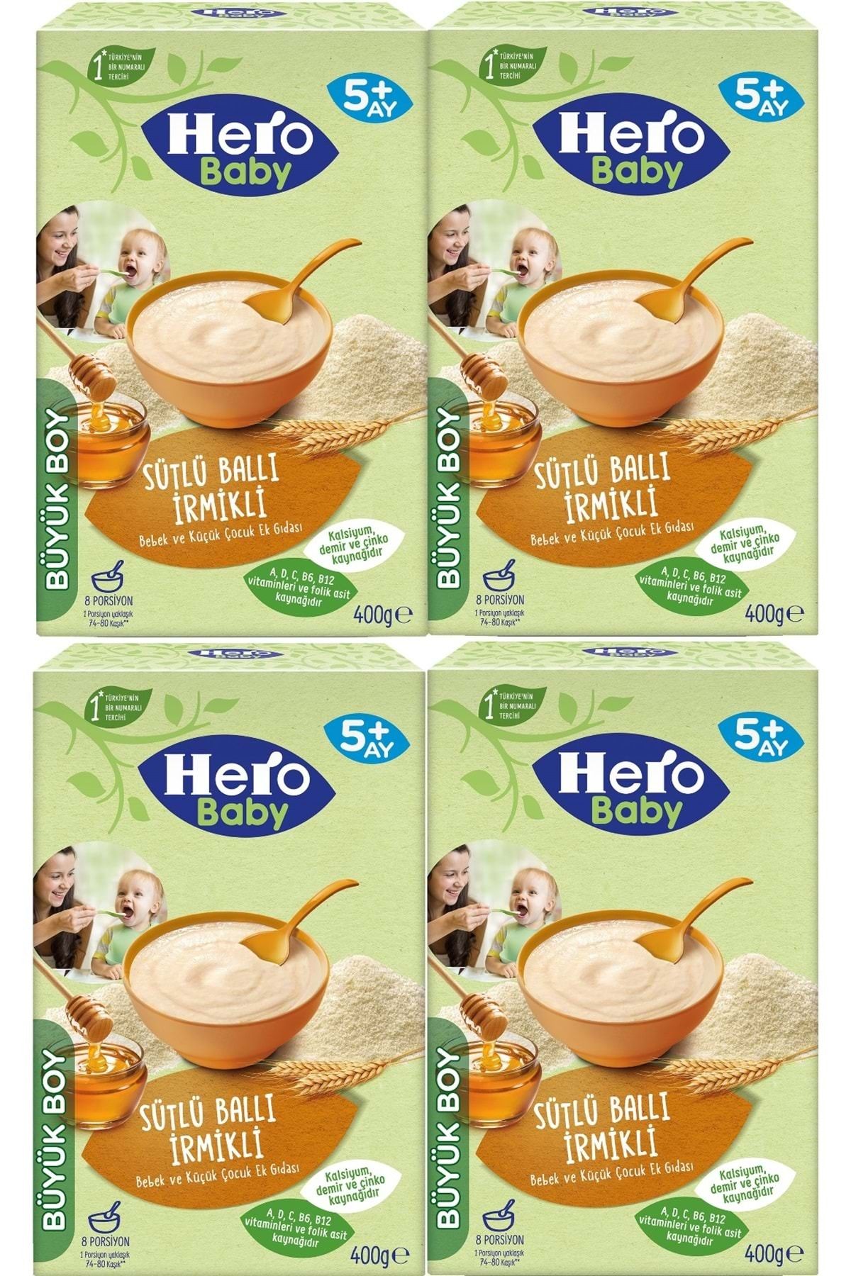 Hero Baby Kaşık Maması 400gr Sütlü Ballı Irmikli 4 Lü Set