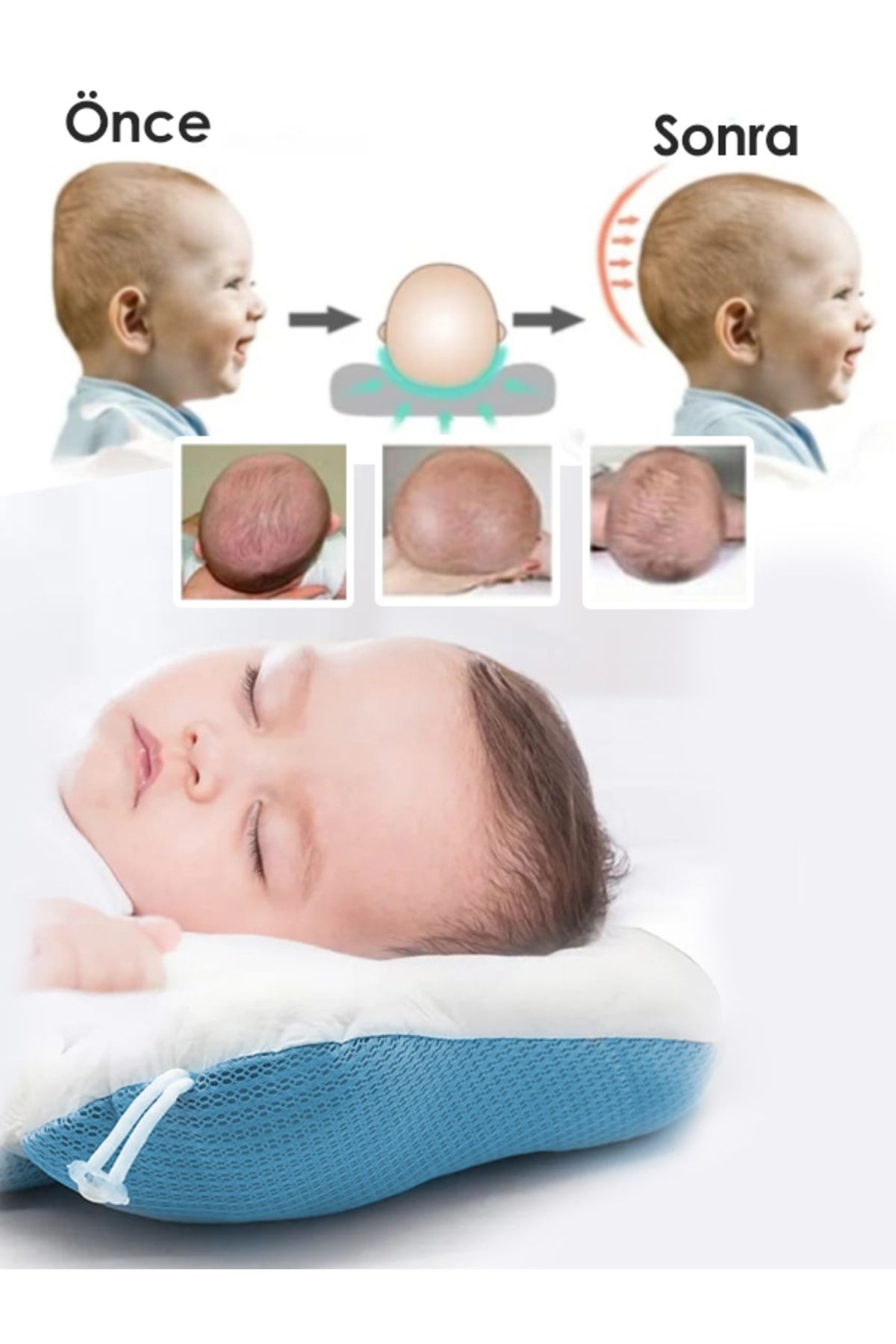 i lin baby Ayarlanabilir Bebek Kafa Yastığı, Bebek Yastığı, Yeni Doğan Yastığı, Bebek Uyku Yastığı.