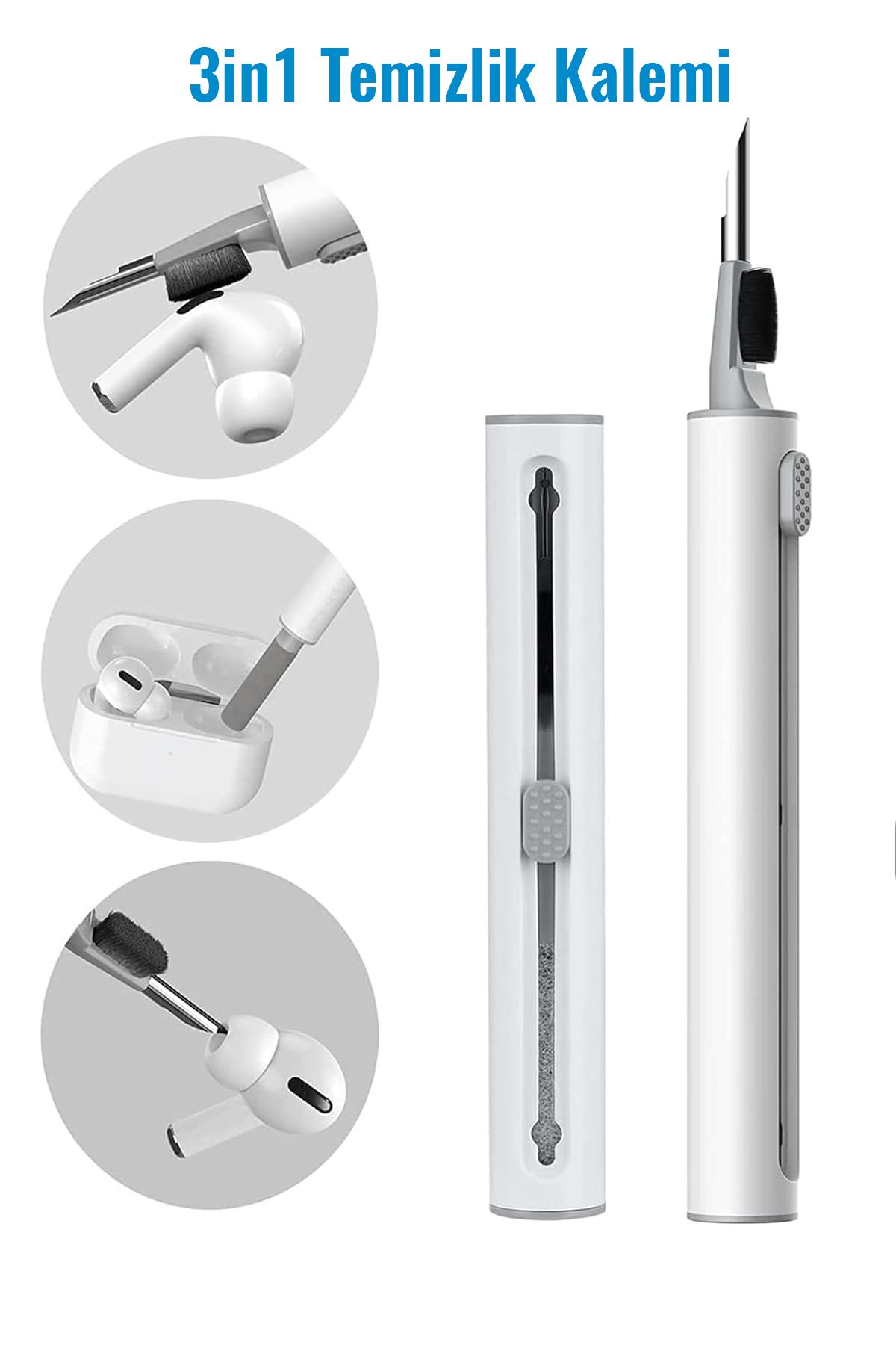 Wlue 3in1 Çok Fonksiyonlu Bluetooth Kulaklık Temizleme Fırçası Yumuşak Fırçalı Kalem Temizleme Seti