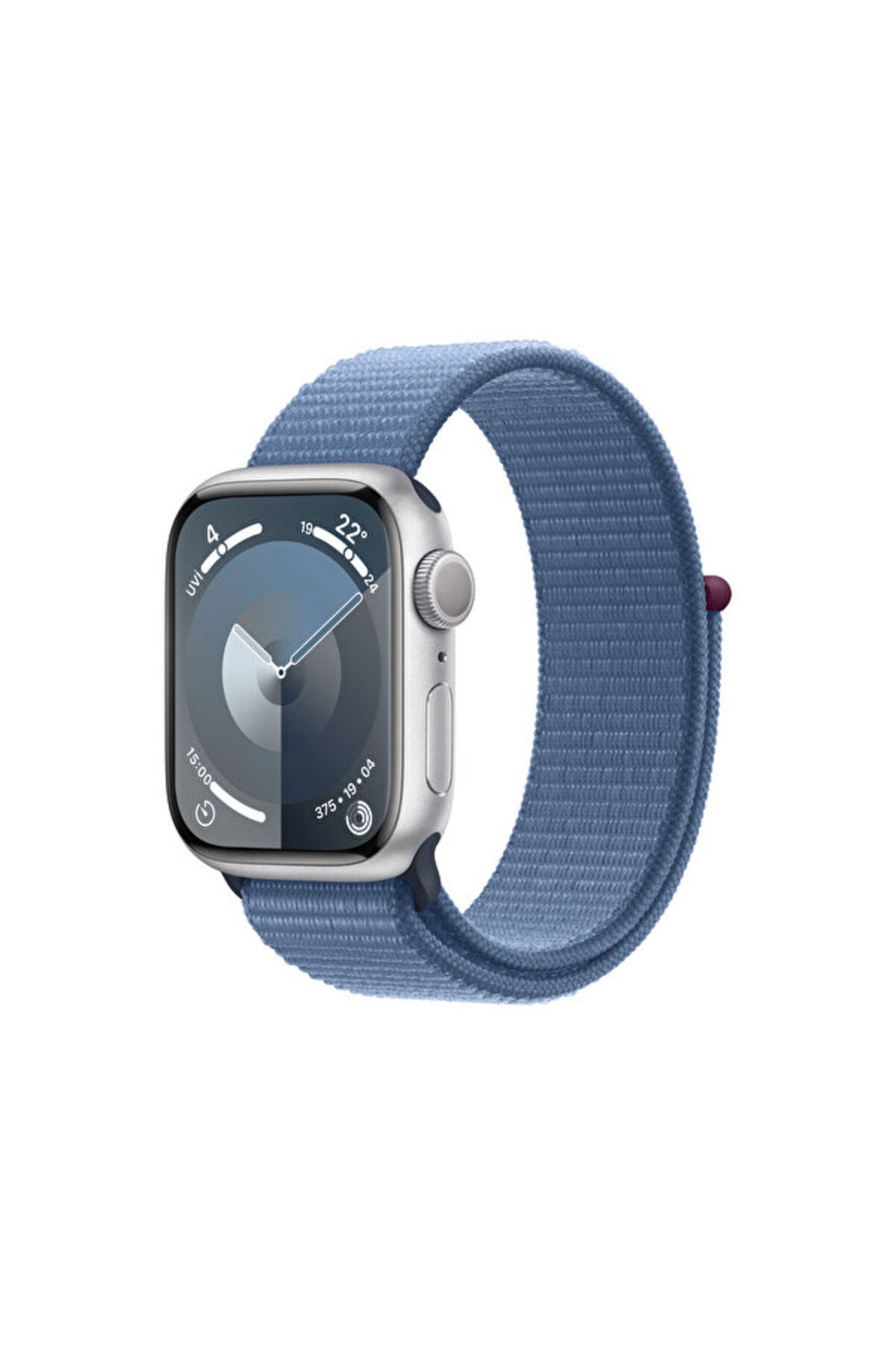 Apple Watch Series 9 GPS 41mm Silver Aluminium Case with Storm Blue Sport Band - S/M