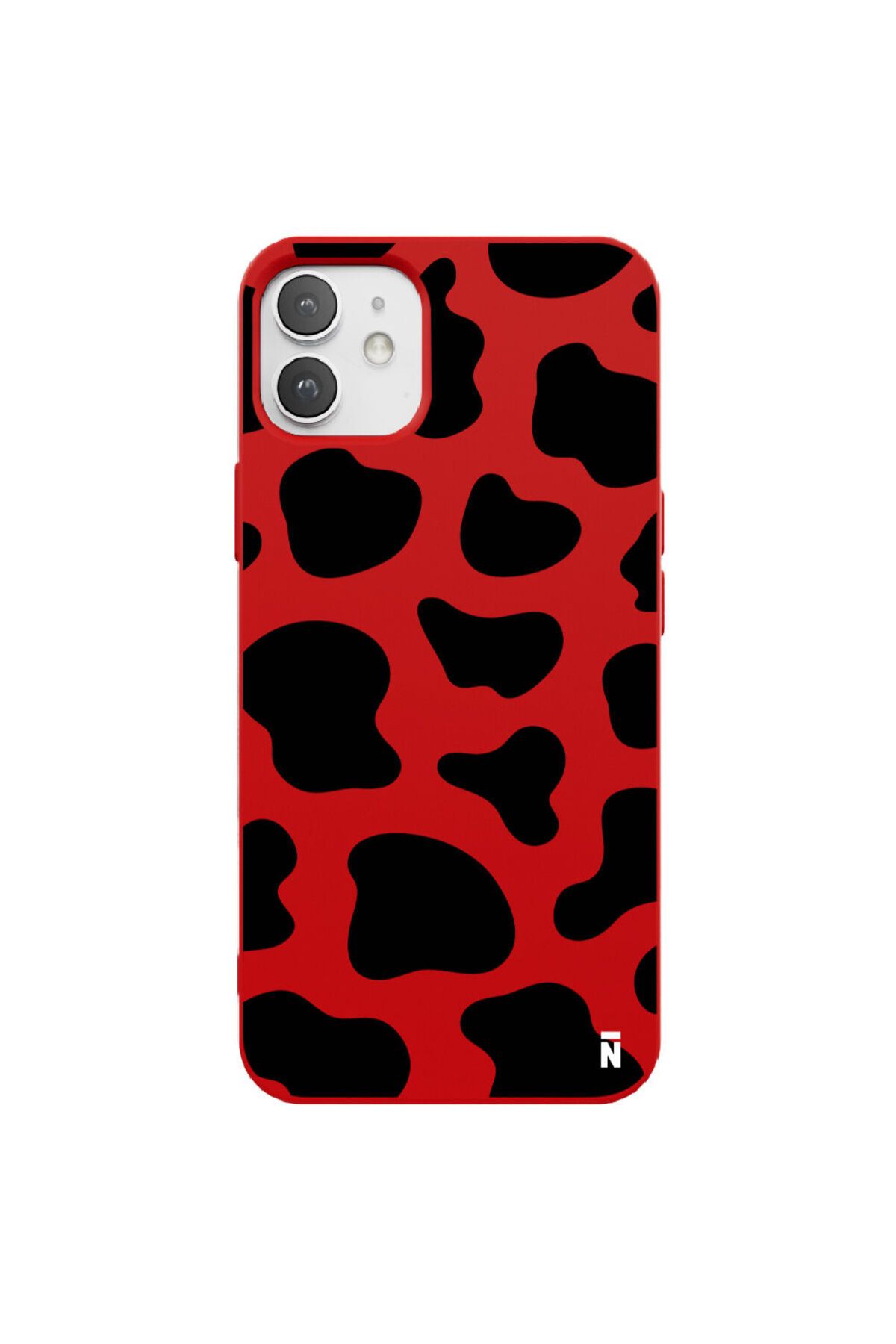 Casen iPhone 12 Mini Silikon Özel Tasarım Dalmaçya Benekli Tasarım Kırmızı Renkli Telefon Kılıfı