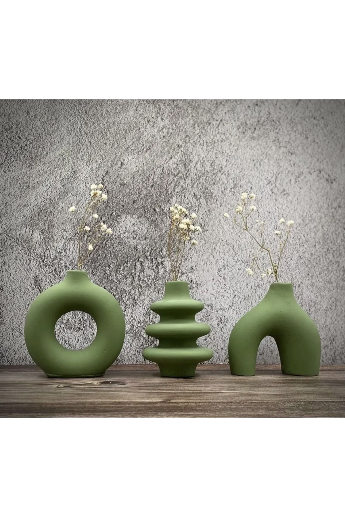 Orange Atelier Minimal Vazo Set 3’lü Biblo Yeşil