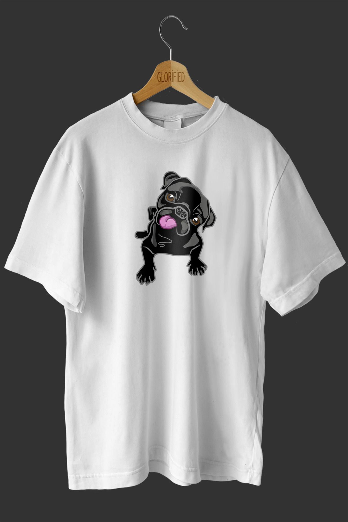 Clothy Fashion Pug Mops 4 Tasarım Baskılı Oversize T-shirt ( Tişört )