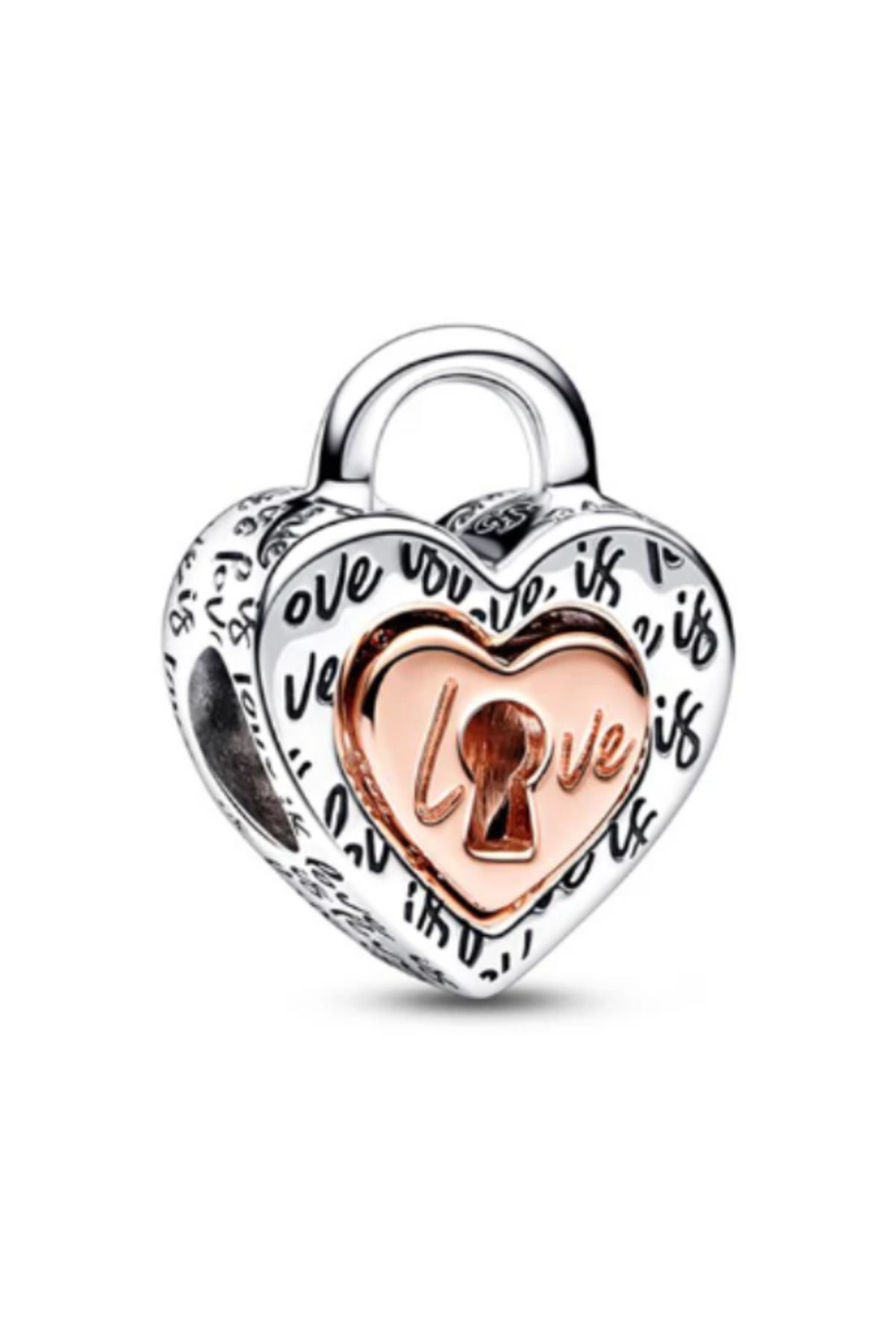 Stone Family Çelik Bileklik Uyumlu, Love Yazılı Kalbin Anahtarı Charm