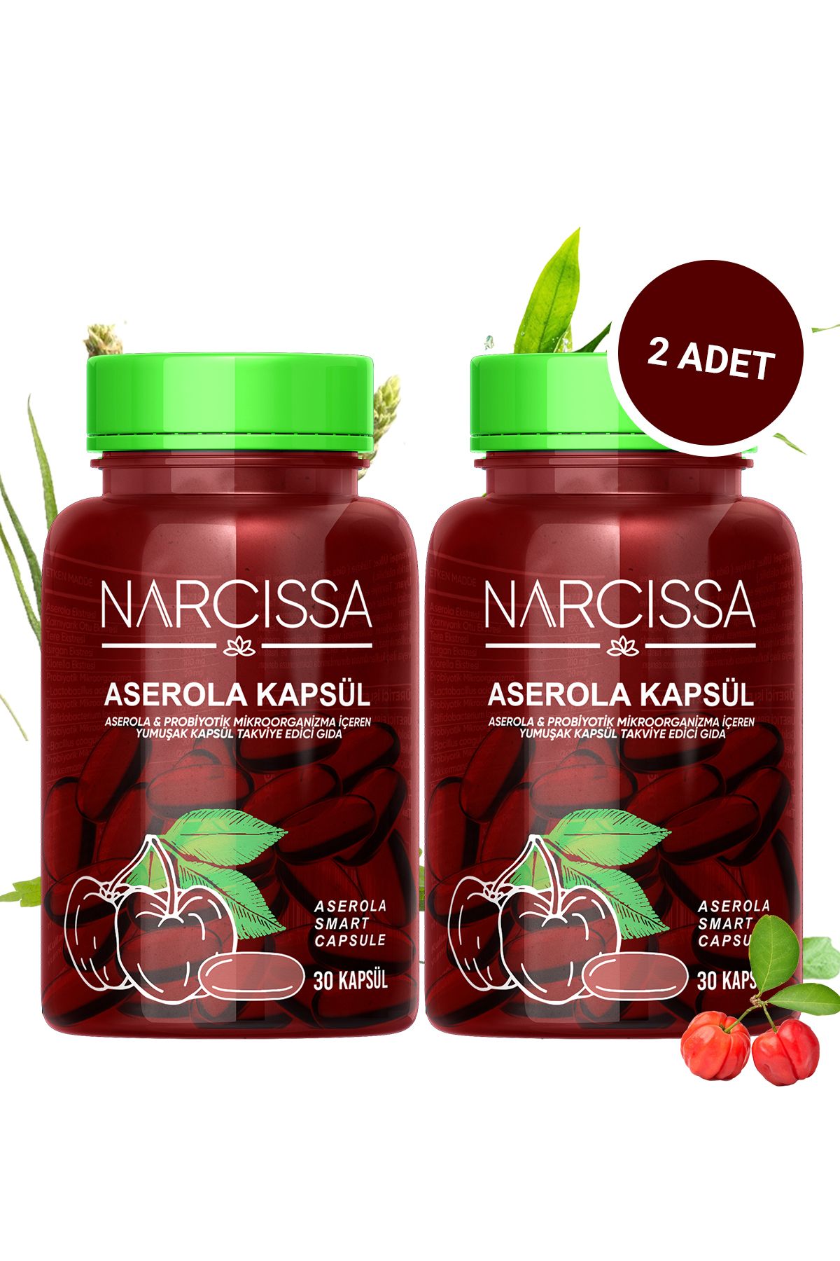 Narcissa 2 Adet- Aserola Kapsulü & Probiyotik Mikroorganizma İçeren Detox Kapsülü
