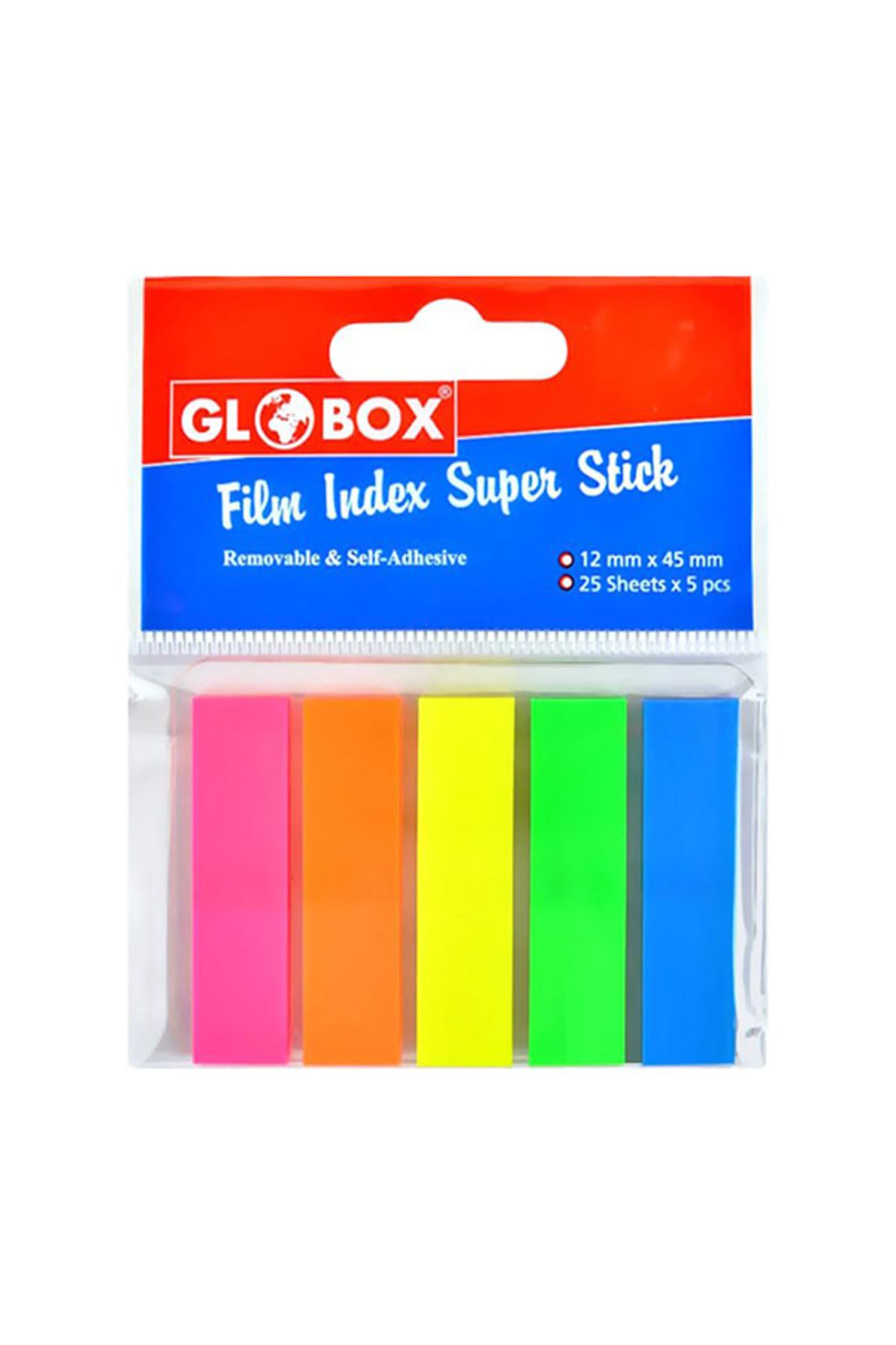 Globox Film Index Super Stick 5 Renk Yapışkanlı Not kağıdı 30'lu (1 kutu)