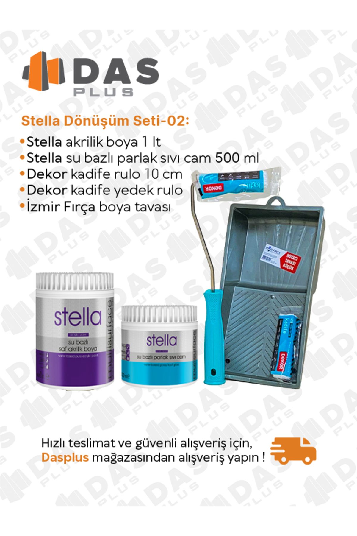 Stella DASPLUS-STELLA SAF AKRİLİK BOYA & PARLAK SIVI CAM & KADİFE RULO HOBİ SET-02