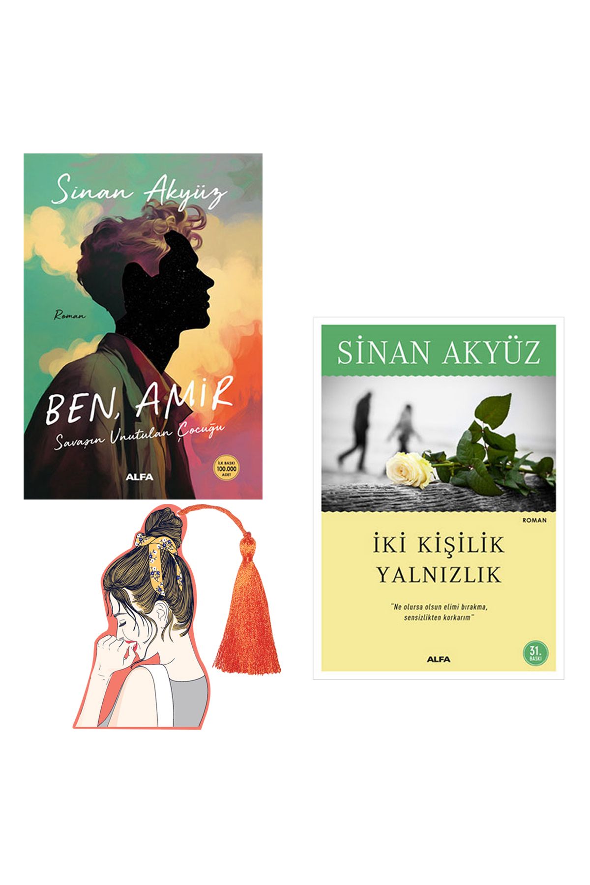 Alfa Yayınları Sinan Akyüz - Ben Amir - Iki Kişilik Yalnızlık -3 Boyutlu Tasarım Gülen Kadın Yırtılmaz Ayraç Hediye
