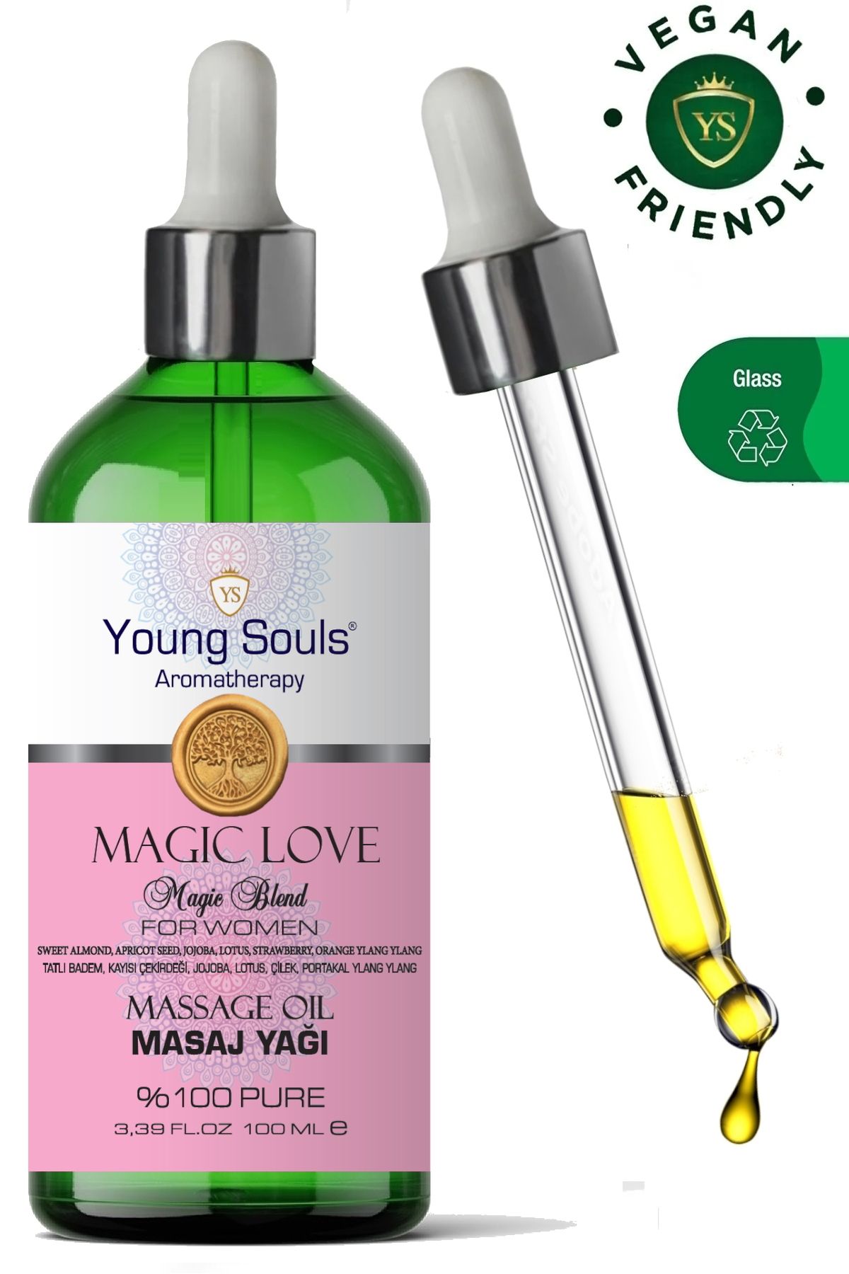 YOUNG SOULS Aromatherapy Magic Love Massage Oil For Women Afrodizyak Masaj Yağı 100 Ml