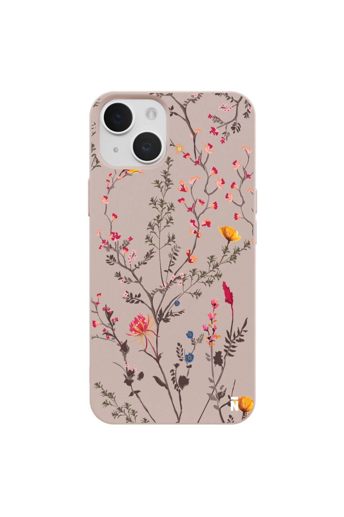 Casen iPhone 14 Plus Silikon Özel Tasarım Çiçekli Zarif Pudra Pembe Renkli Telefon Kılıfı