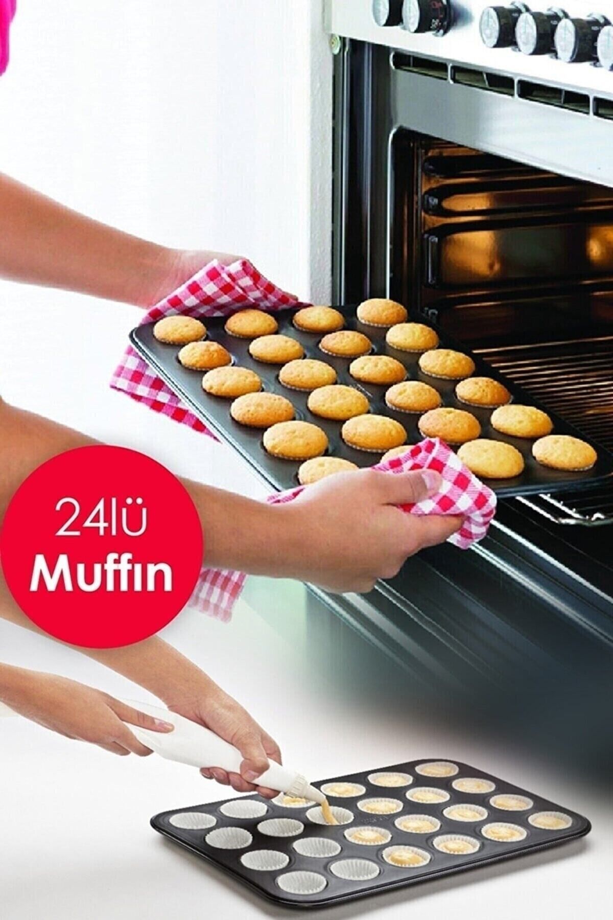 NAR ZÜCCACİYE Yapışmaz 24\'lü Mini Tek Lokmalık Muffin Kek Kalıbı