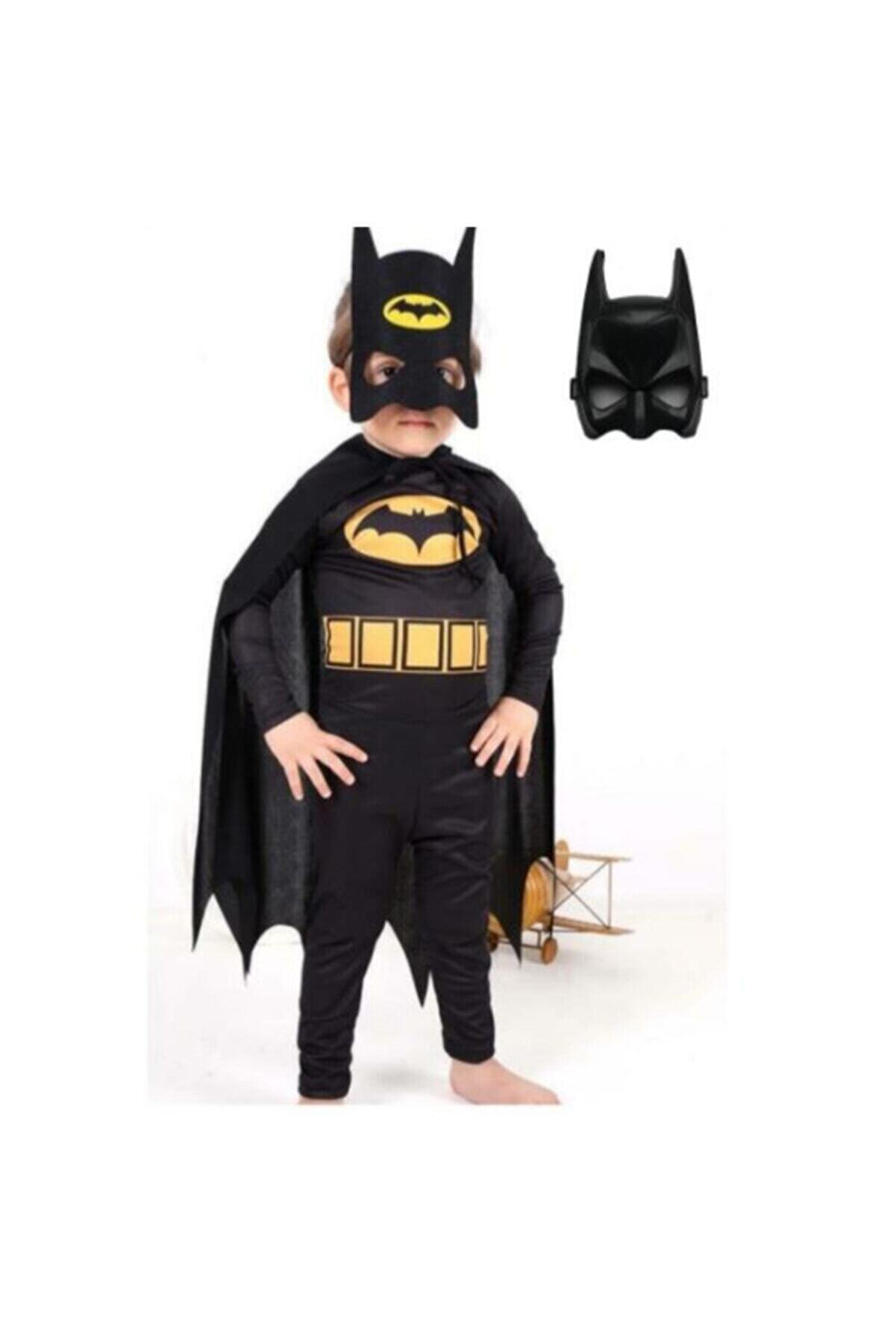 Batman Çocuk Kostümü Maskeli - Pelerinli Ve 2 adet Maskeli