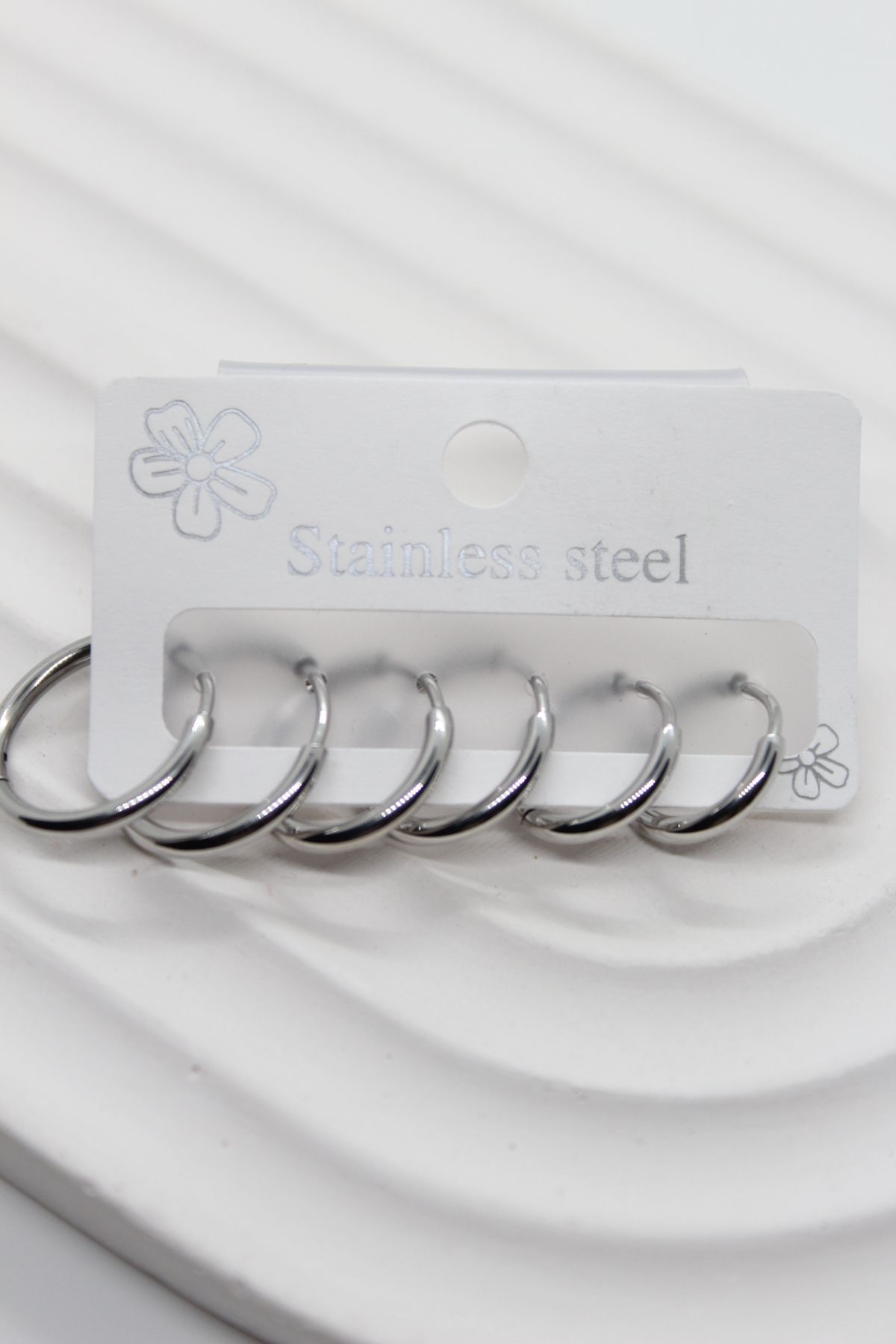 stainles steel Kadın Kararmaz 316 L Çelik 6'lı Halka Set Kararmaz Çelik Küpe