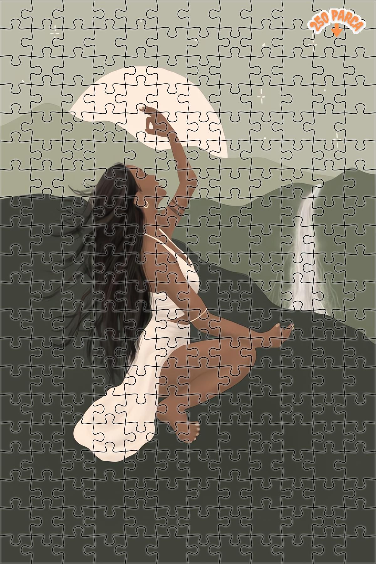 Teona Ahşap Modern Sanat Kadın Dekoratif Çift Katlı Çerçeveli Asılabilir Ahşap Puzzle 250 PARÇA 30X30