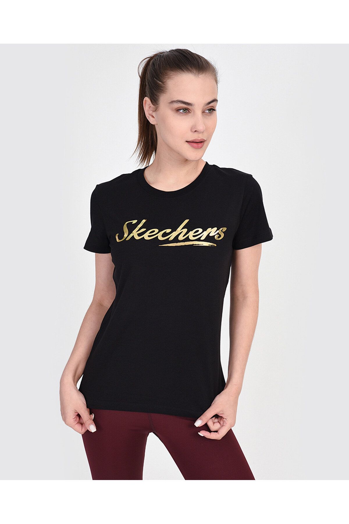Skechers Graphic Tee's W Shine Up Logo Kadın Siyah Tshirt S201272-001