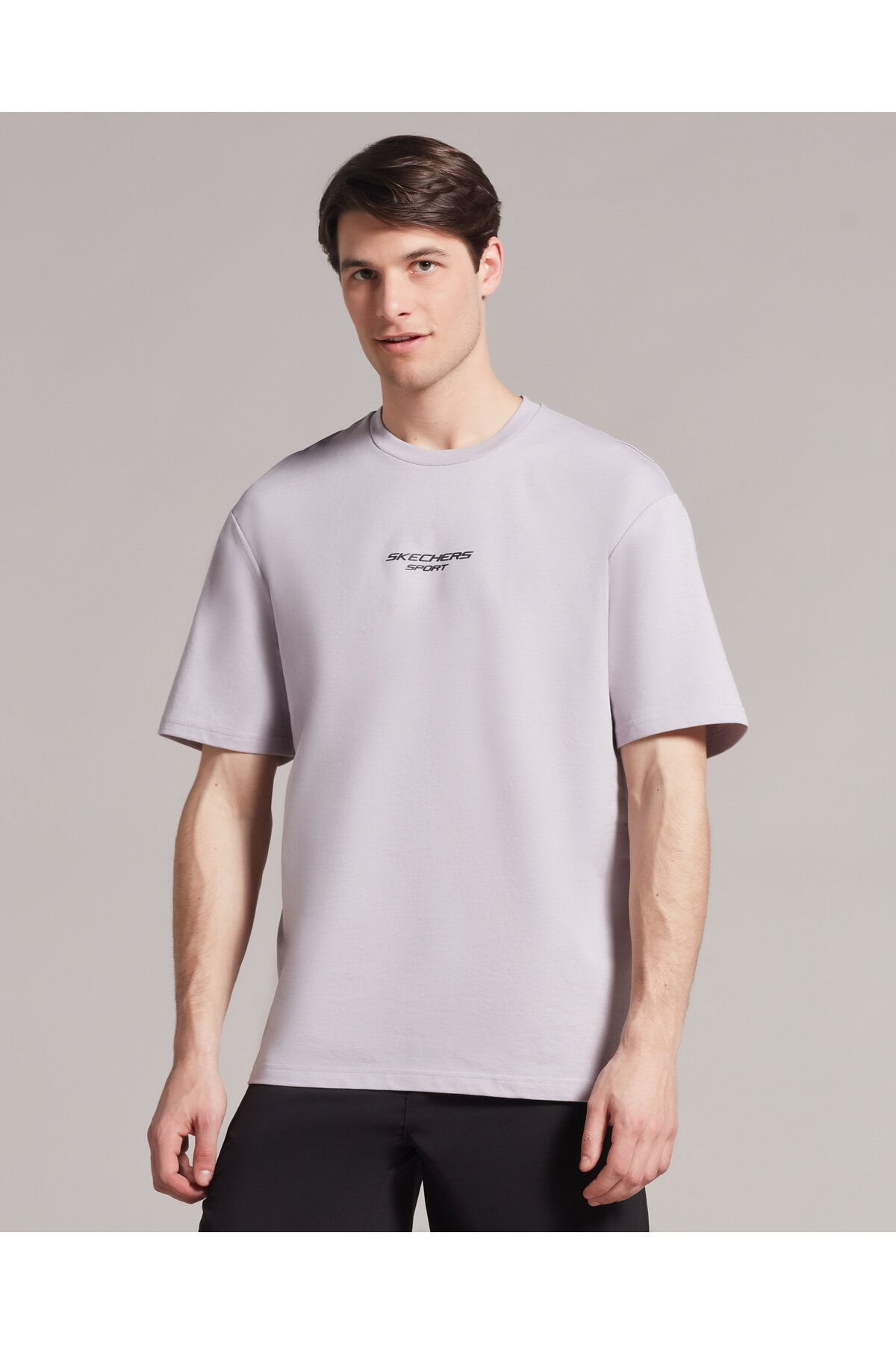 Skechers M Graphic Tee Reflect Logo Oversize T-shirt Erkek Gri Tshirt S231094-042