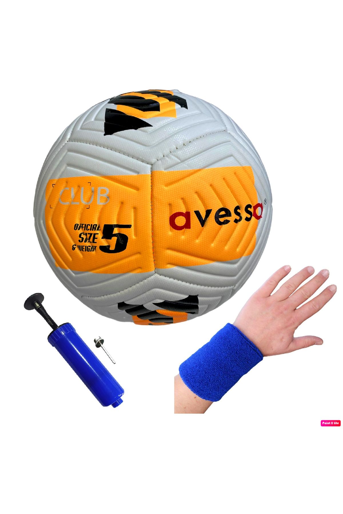 Avessa FT-400 4 Astar No:5 Futbol Maç Topu Orta Sertlikte Tüm Zeminlere Uygun + Pompa + Havlu Bileklik