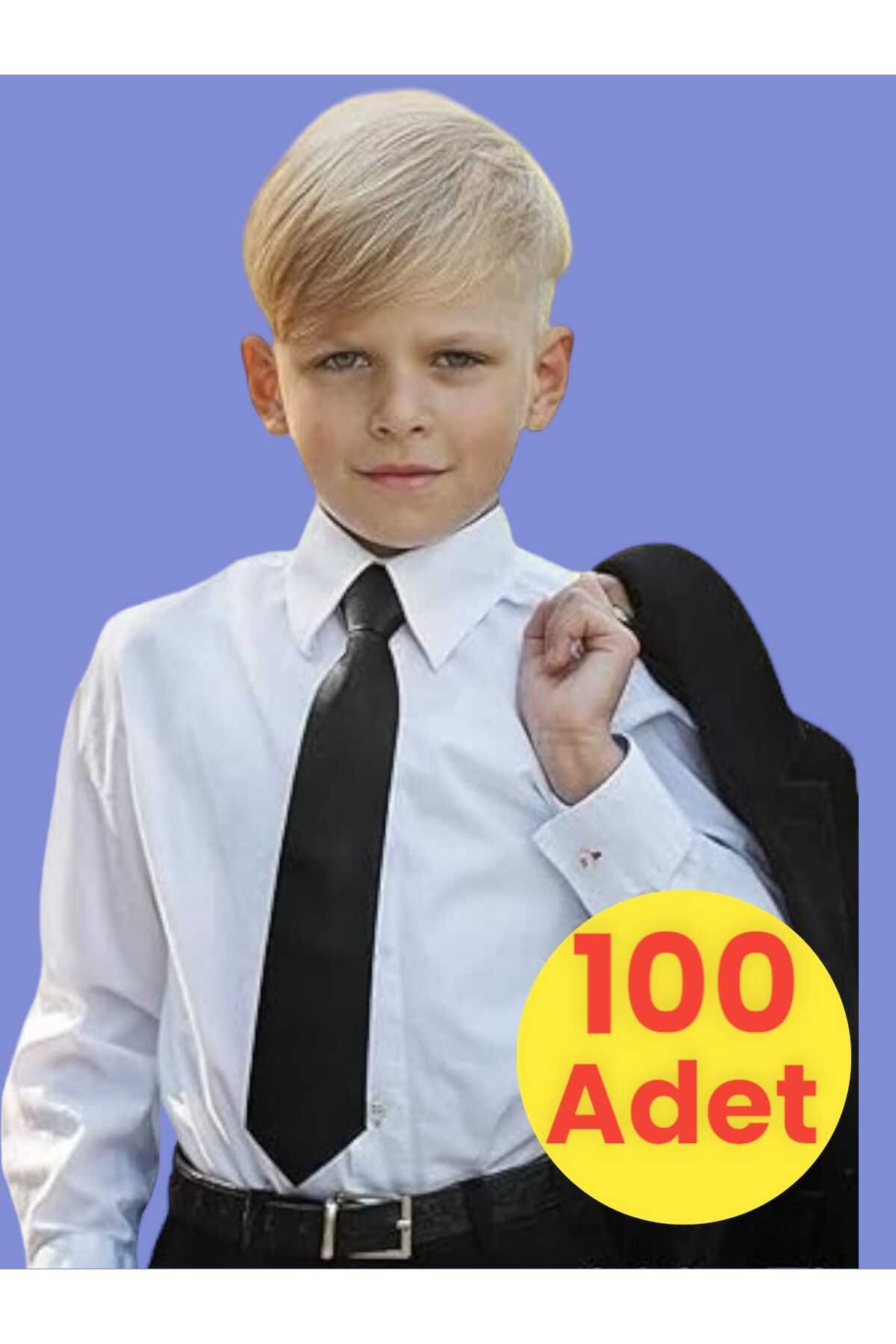 Mood Agenda Unisex 5 - 10 Yaş Çocuk Lastikli Kravat 100 Adet
