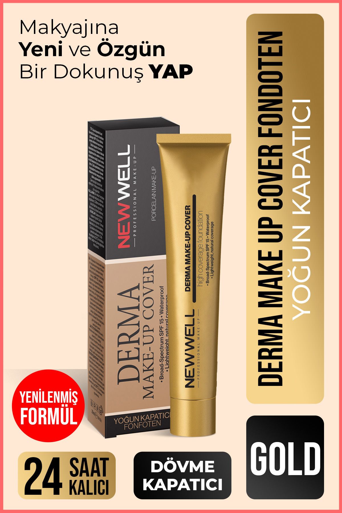 New Well Derma Make-up Cover Foundation - Gold