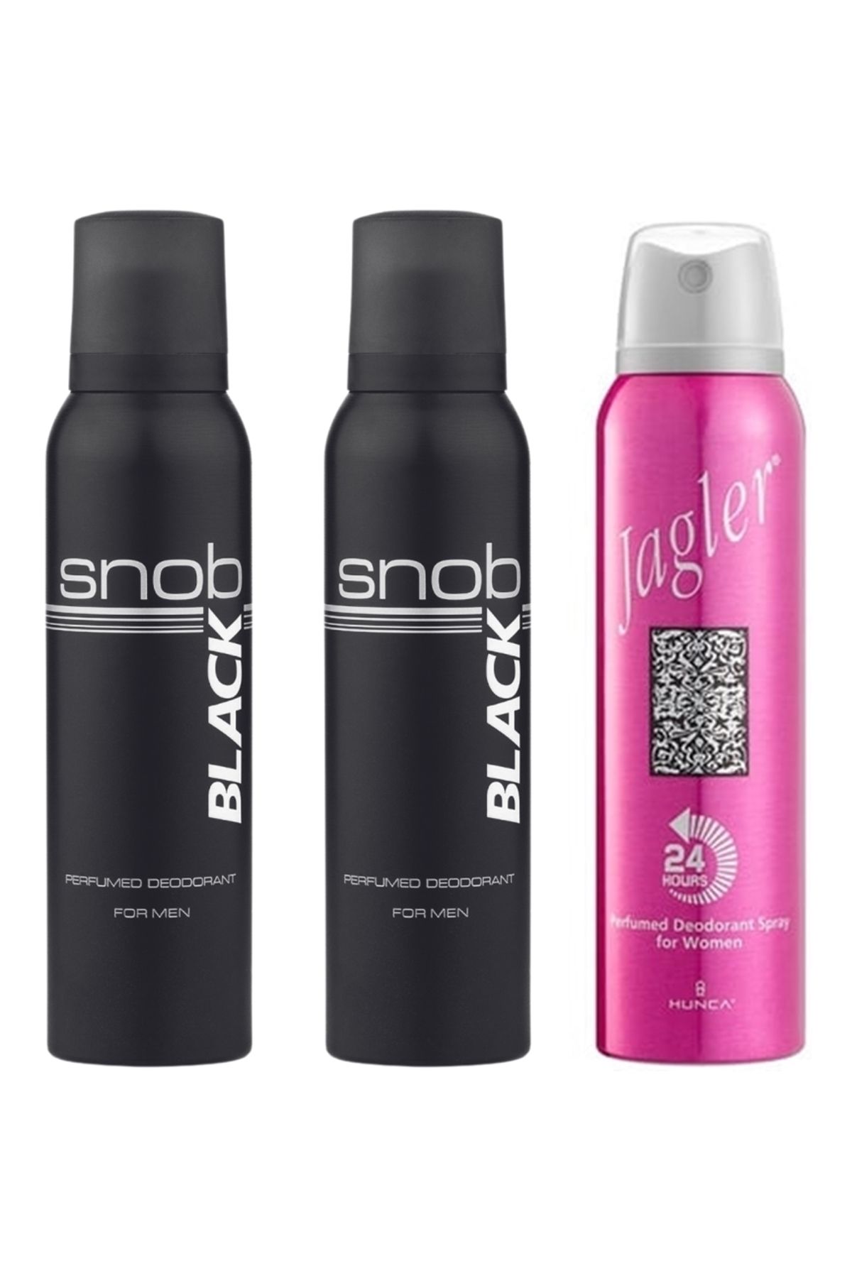 Snob Black Perfumed Deodorant For Men 150 ML 2 Adet + Kadın Deodorant 150 ML