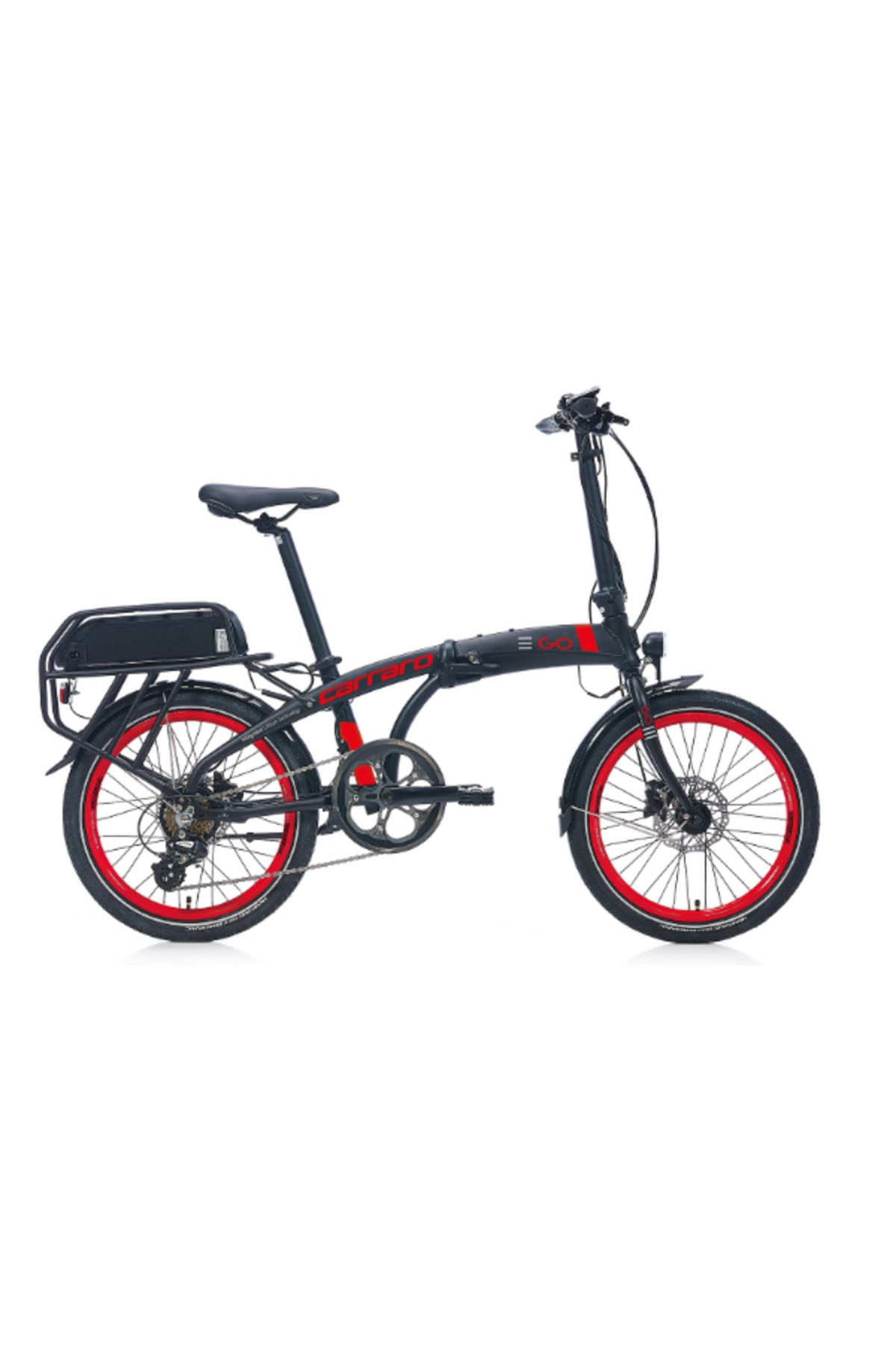 Carraro e-Go Elektrikli Katlanır Bisiklet Siyah-Kırmızı