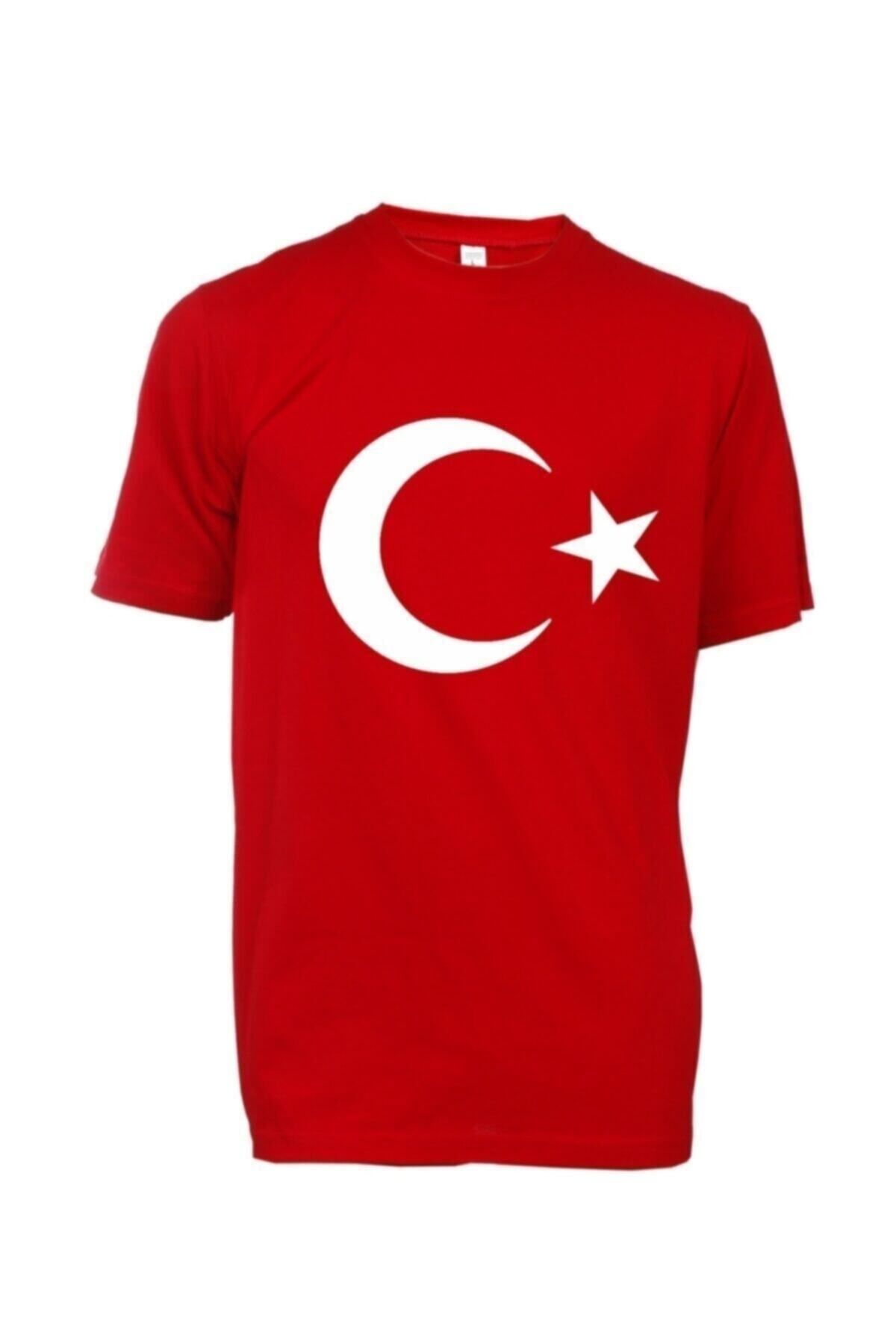 KOSTÜM ATÖLYESİ Ay Yıldızlı Türk Bayraklı Unisex Kırmızı  T-shirt