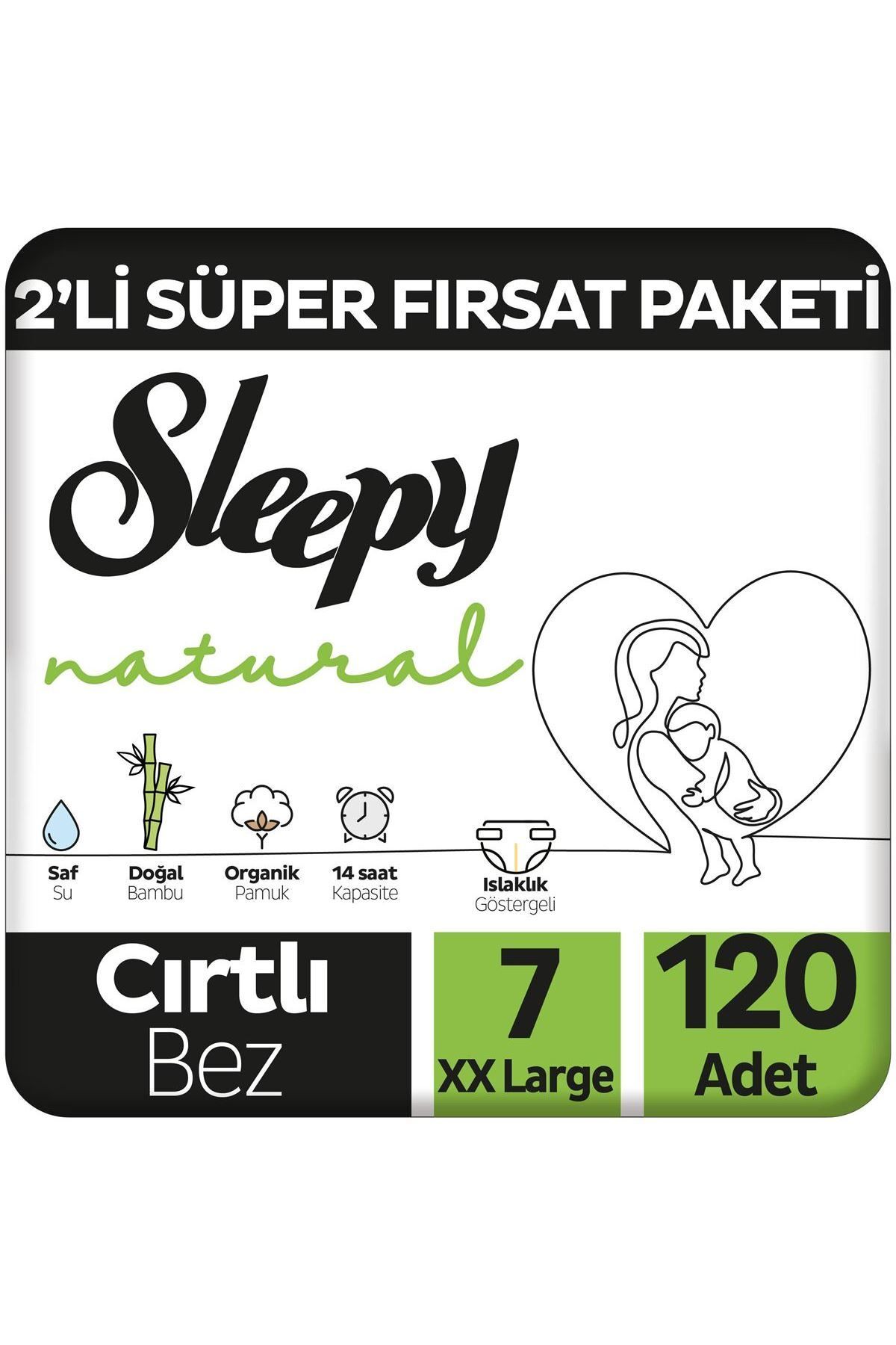 Sleepy Natural 2'Li Süper Fırsat Paketi Bebek Bezi 7 Numara Xxlarge 120 Adet