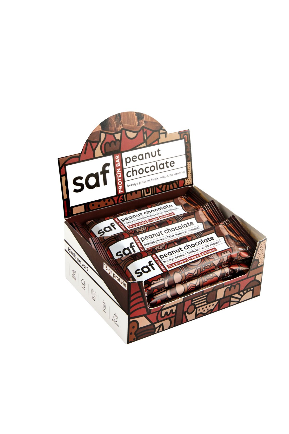 Saf Nutrition Peanut Chocolate High Protein Bar 50 Gr X 12 Adet