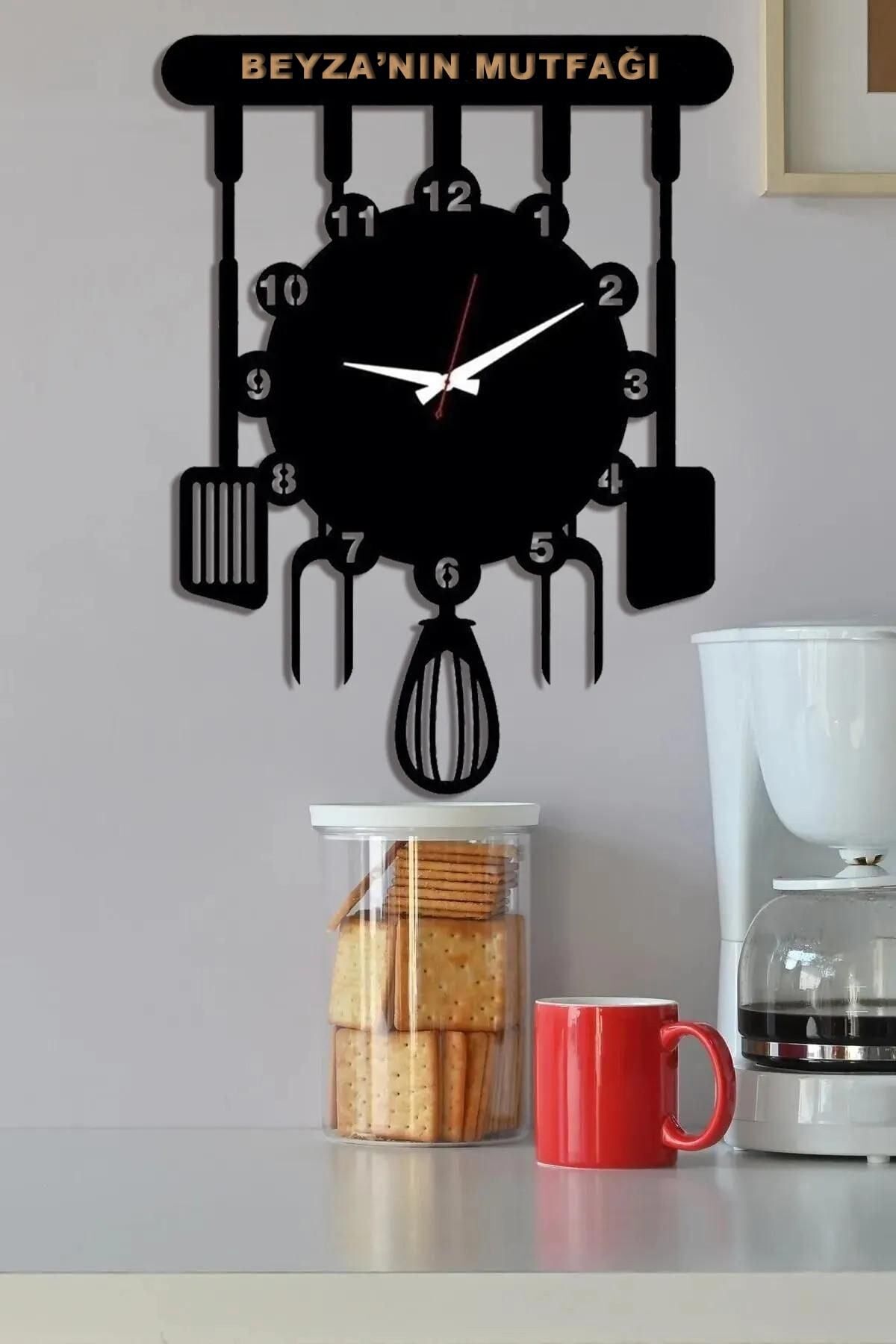 Ensa Design Kişiye Özel Ahşap Dekoratif Mutfak Saati 40cm