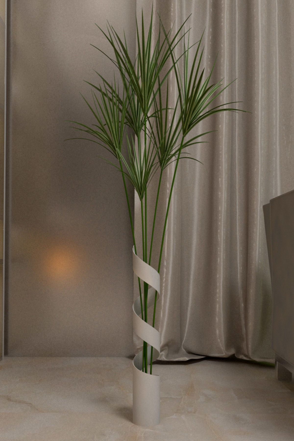 Segi Home Decor Beyaz Vazo Yükseklik 50 Cm Genişlik 7,6 Cm Pampas Vazosu Metal Çiçek Vazosu Sehpa Vazosu