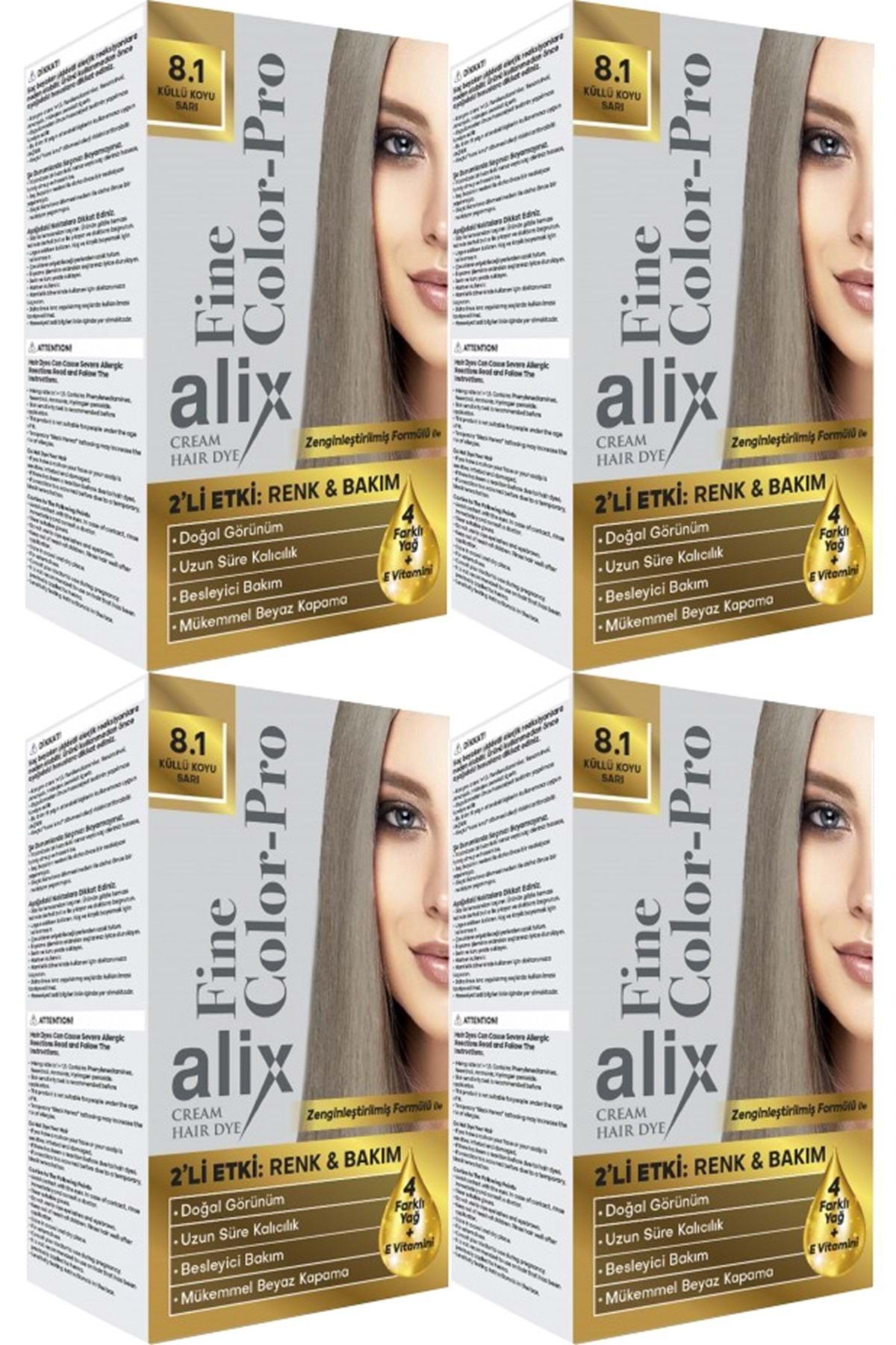 Alix 50 ml Kit Saç Boyası 8 1 Küllü Koyu Sarı 4 lü Set