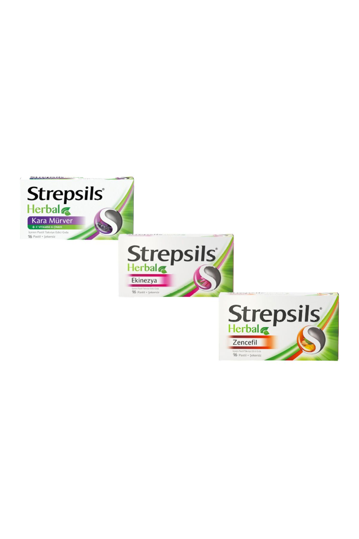 Strepsils Strepsils Herbal Zencefil & Ekinezya & Kara Münver İçeren Pastil (3'lü Set)