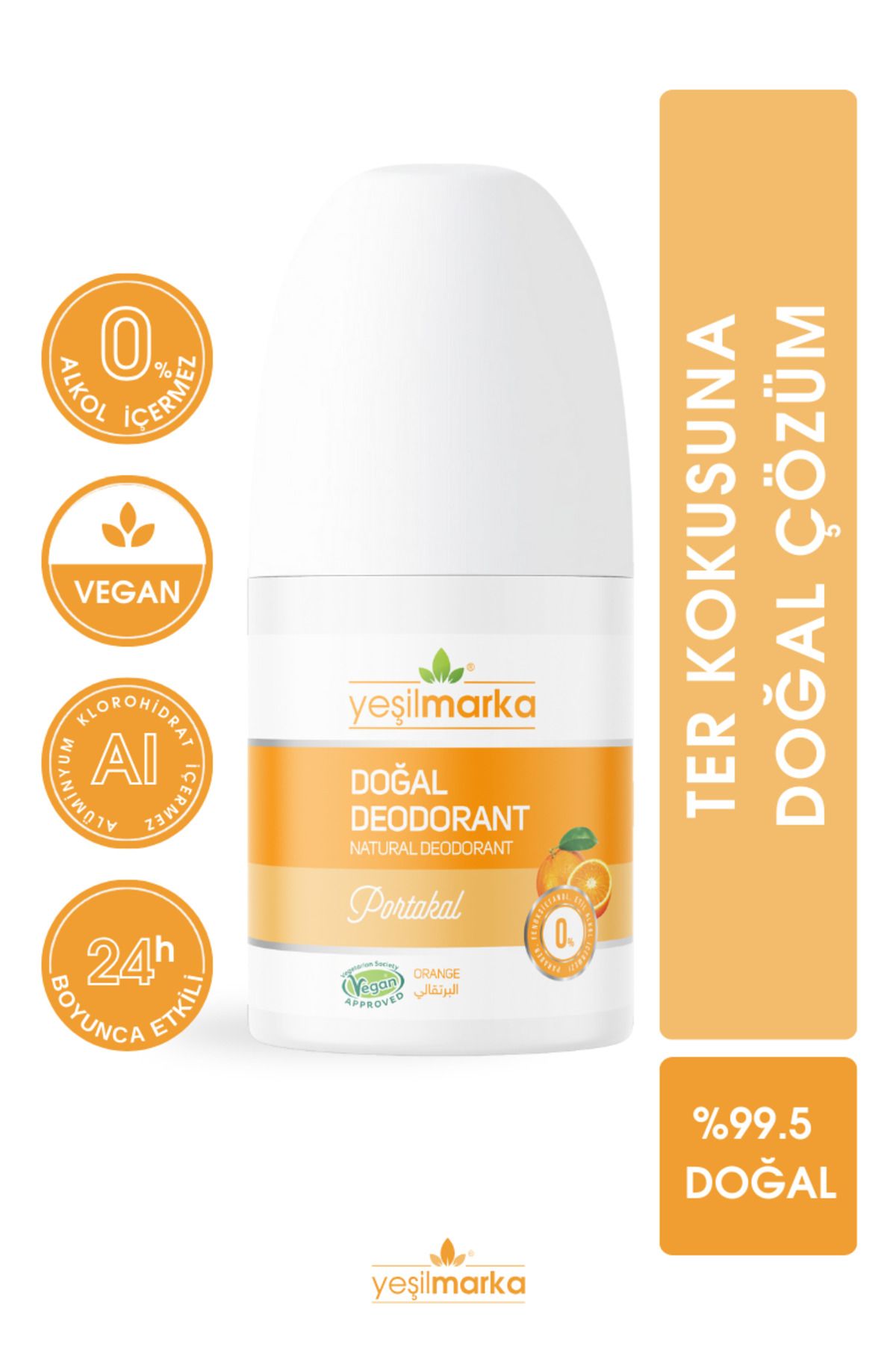 yeşilmarka Doğal Deodorant– Portakal- Vegan- Alkolsüz- Parabensiz- Aluminyum Kimyasalı Içermez